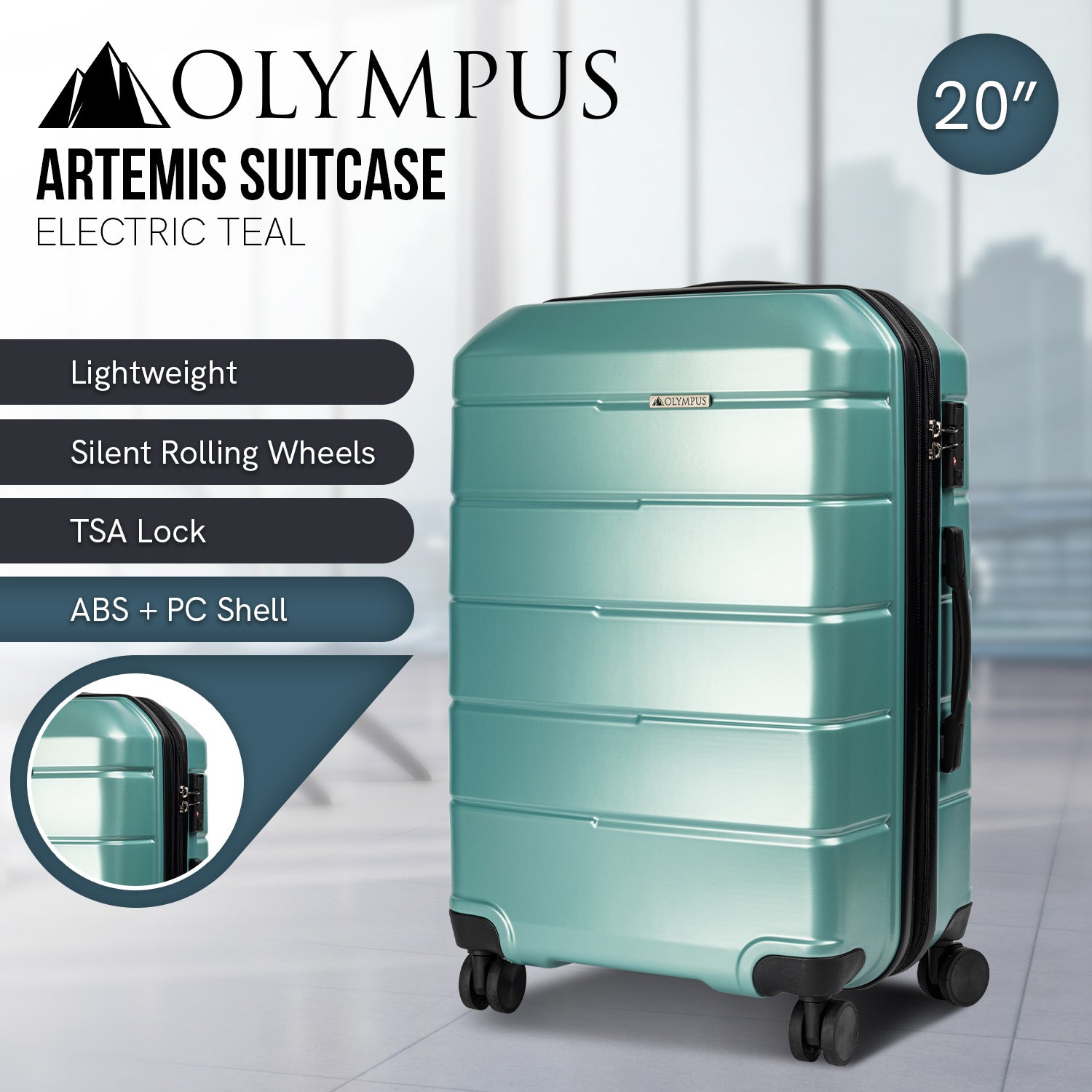 Durable Hard Shell 20in Suitcase w/ TSA Lock - Olympus