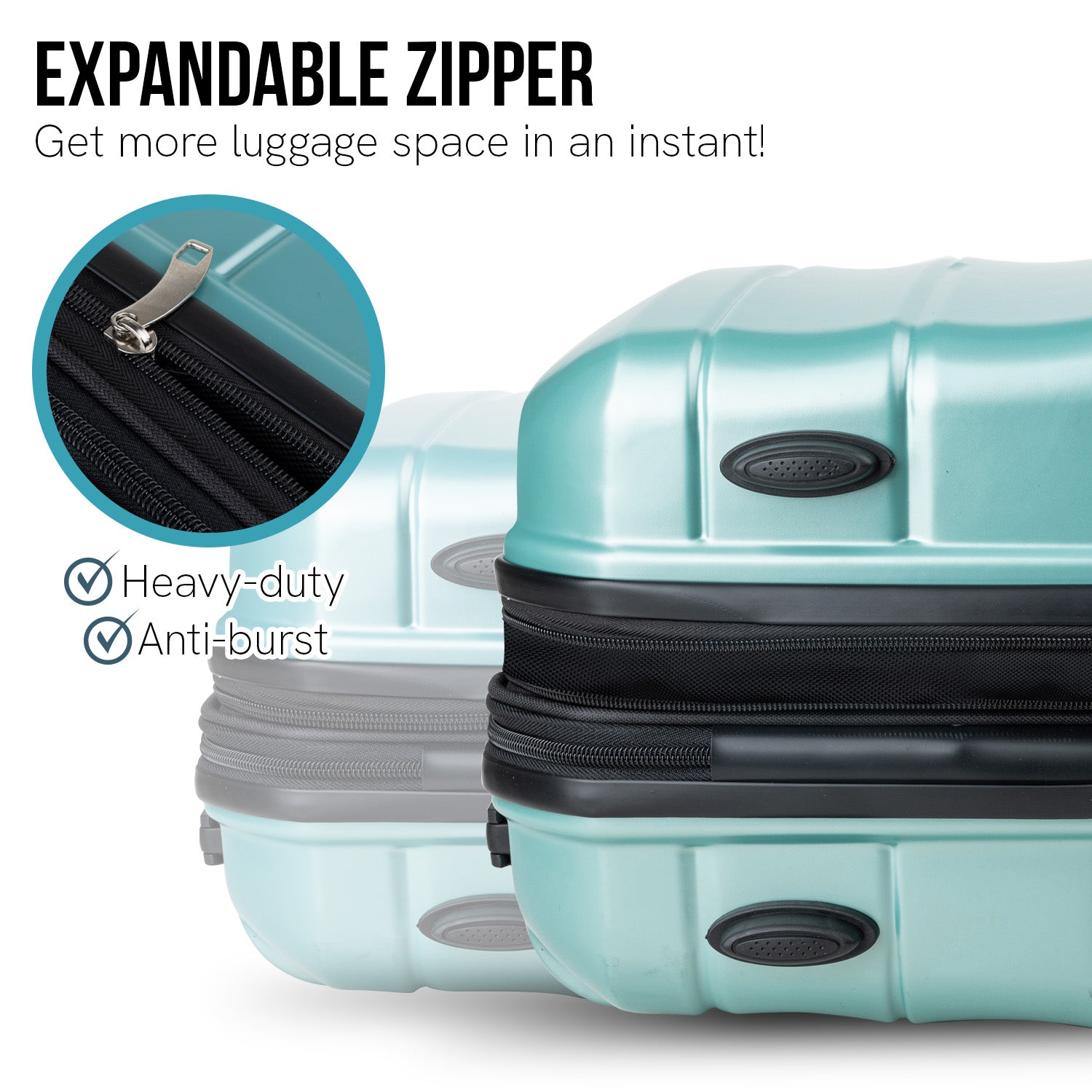 24in Teal Hard Shell Suitcase w/ TSA Lock & 360 Wheels