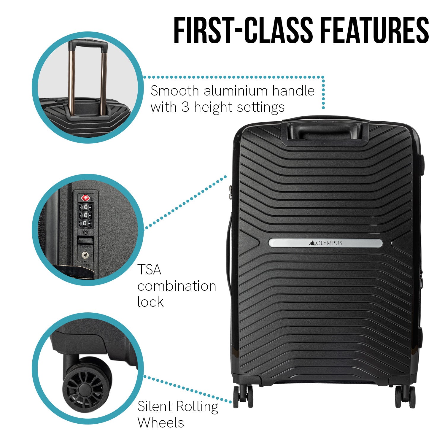 Lightweight 20in Hard Shell Suitcase, TSA Lock - Olympus Astra