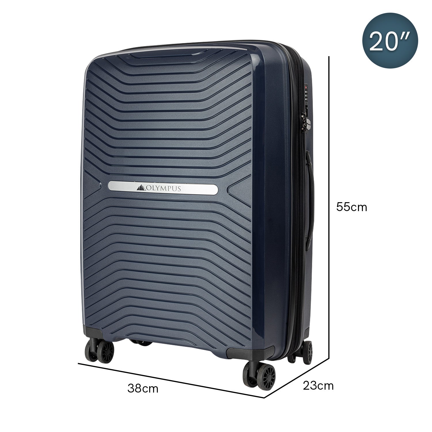 Lightweight 20in Hard Shell Suitcase, 360 Wheels, TSA Lock - Olympus