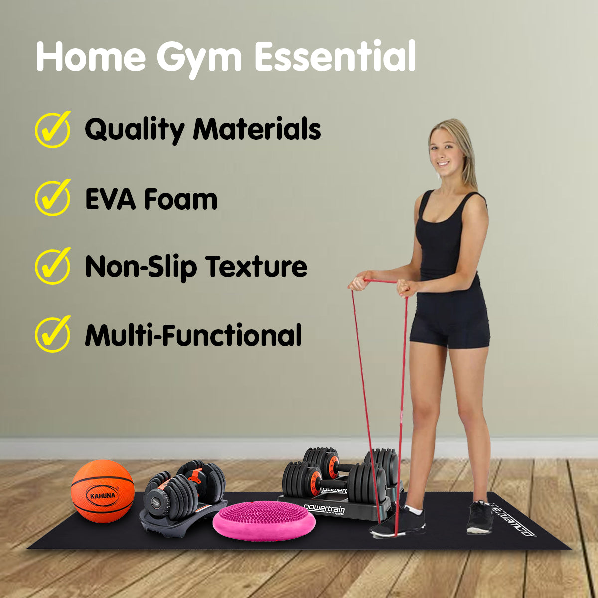 Thick Non-Slip Exercise Equipment Mat, 1.5m High-Density EVA