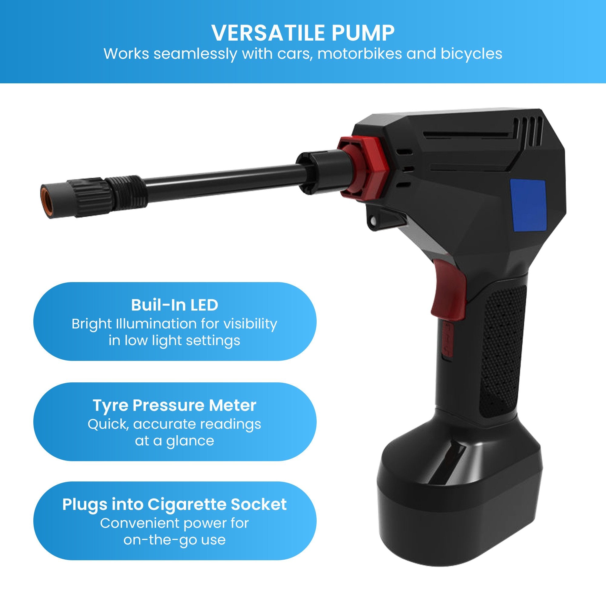 Maxim ATP 12V Portable Tyre Pump Electric LED Light Digital Pressure Metre