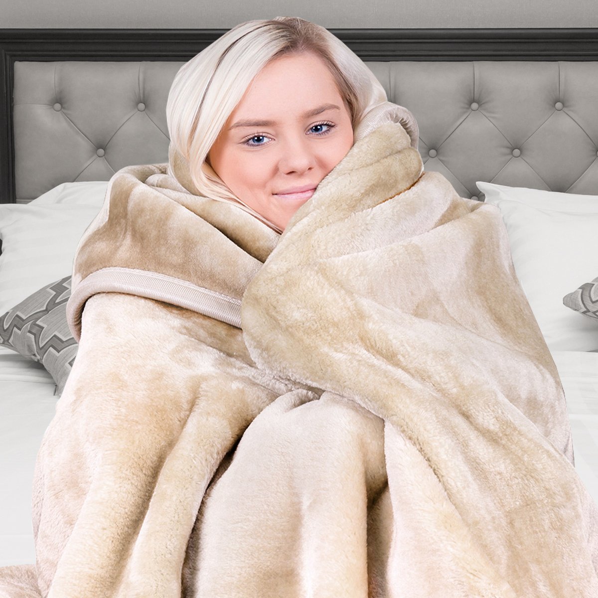 Ultra-Soft Double-Sided Faux Mink Blanket Queen 600GSM Laura Hill