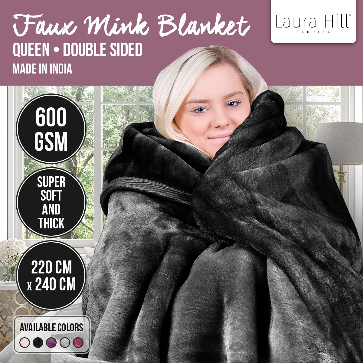 Super-Soft 600GSM Faux Mink Blanket Queen Size - Laura Hill