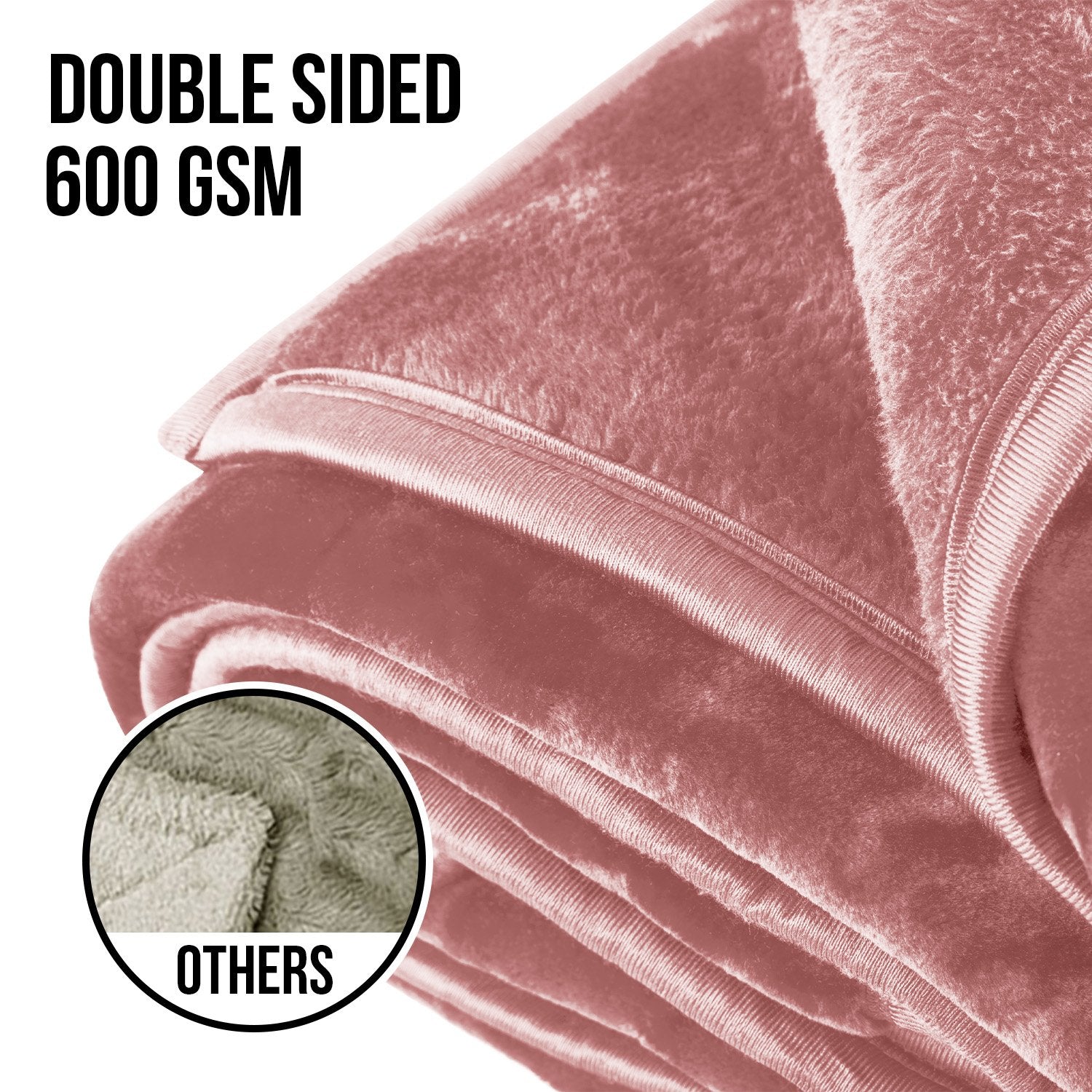 Laura Hill Queen Faux Mink Blanket Double-Sided Soft Plush Pink