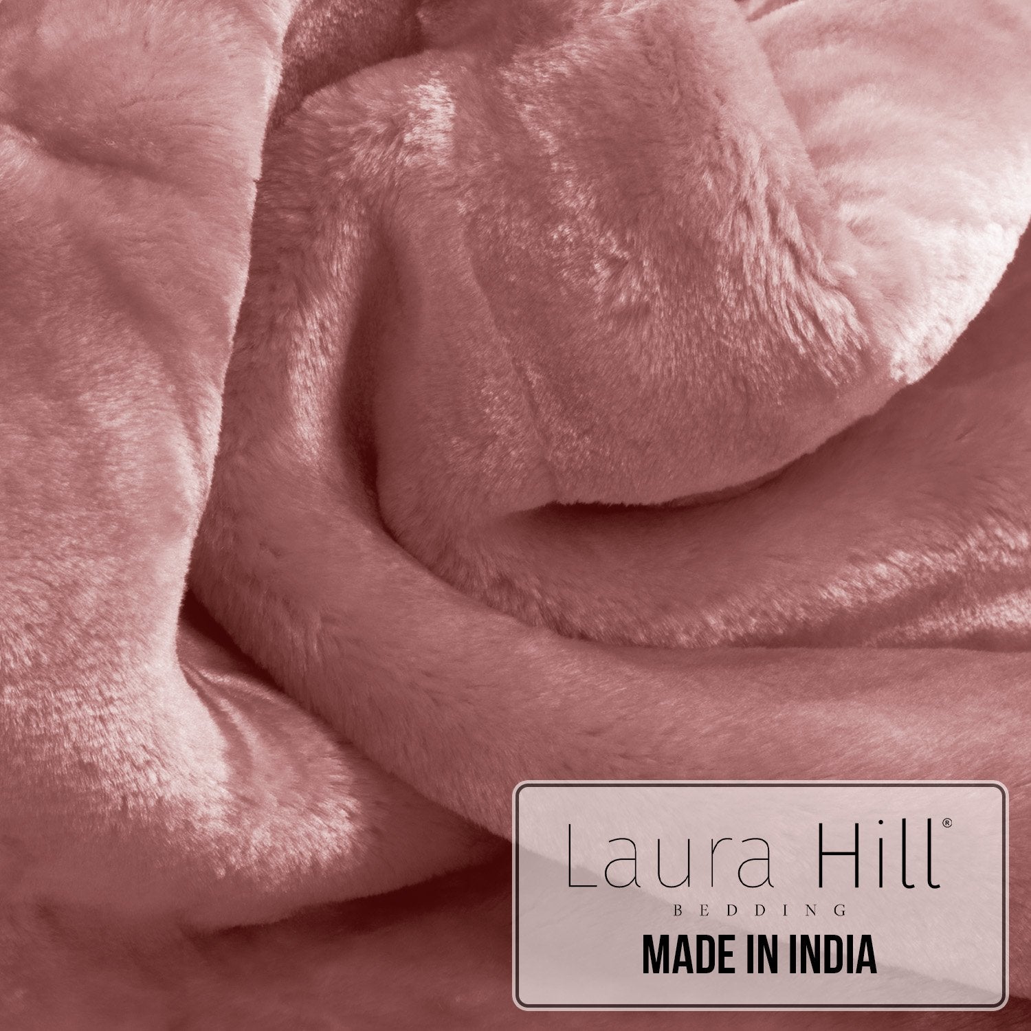 Laura Hill Queen Faux Mink Blanket Double-Sided Soft Plush Pink