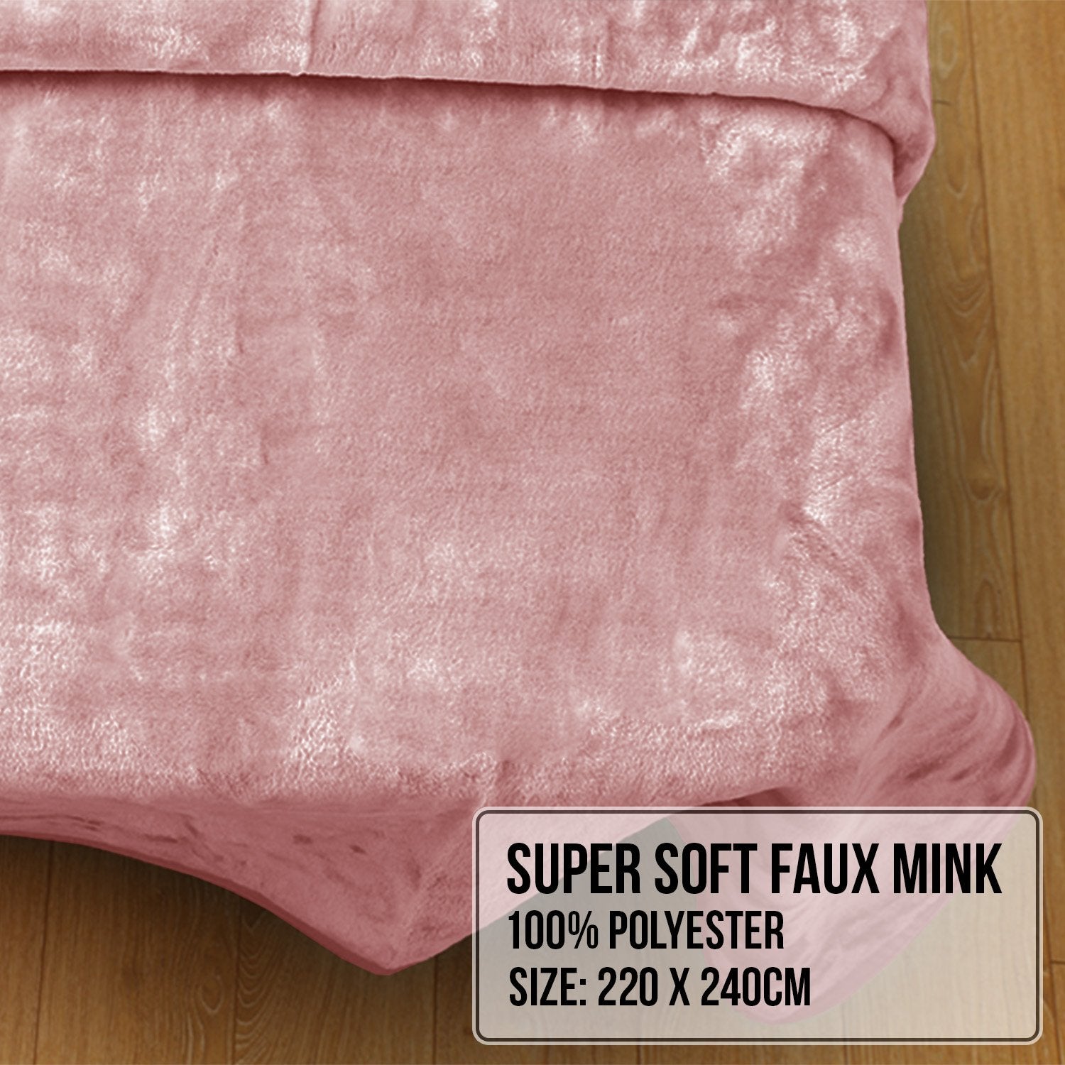 Laura Hill Queen Faux Mink Blanket Double-Sided Soft Plush Pink