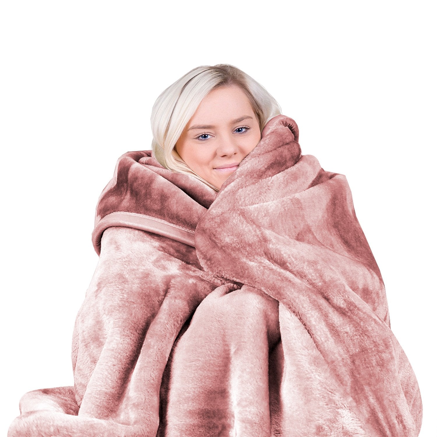 Laura Hill Queen Faux Mink Blanket Double-Sided Soft Plush Pink