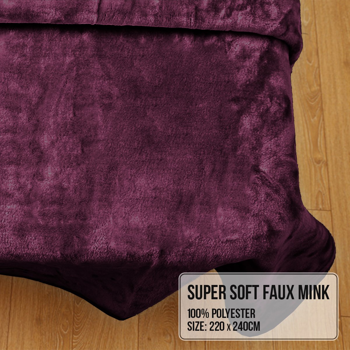 Double-Sided Faux Mink Purple Queen Blanket 600GSM Laura Hill