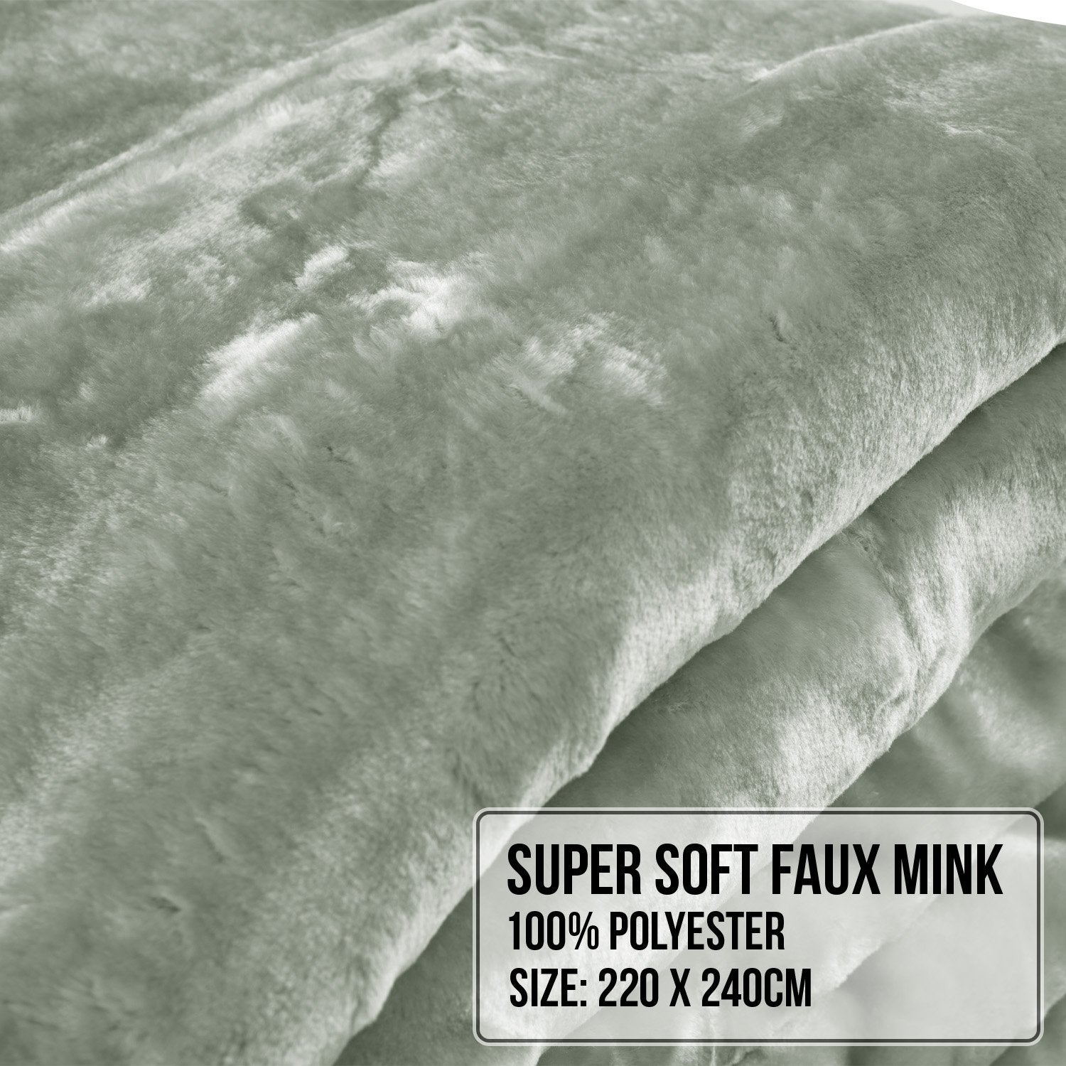 Laura Hill Queen Blanket 600-GSM Double-Sided Faux Mink Sage