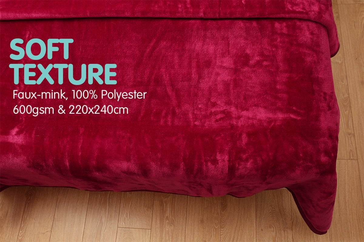 Double-Sided Queen Size Mink Blanket 220x240cm Polyester Laura Hill