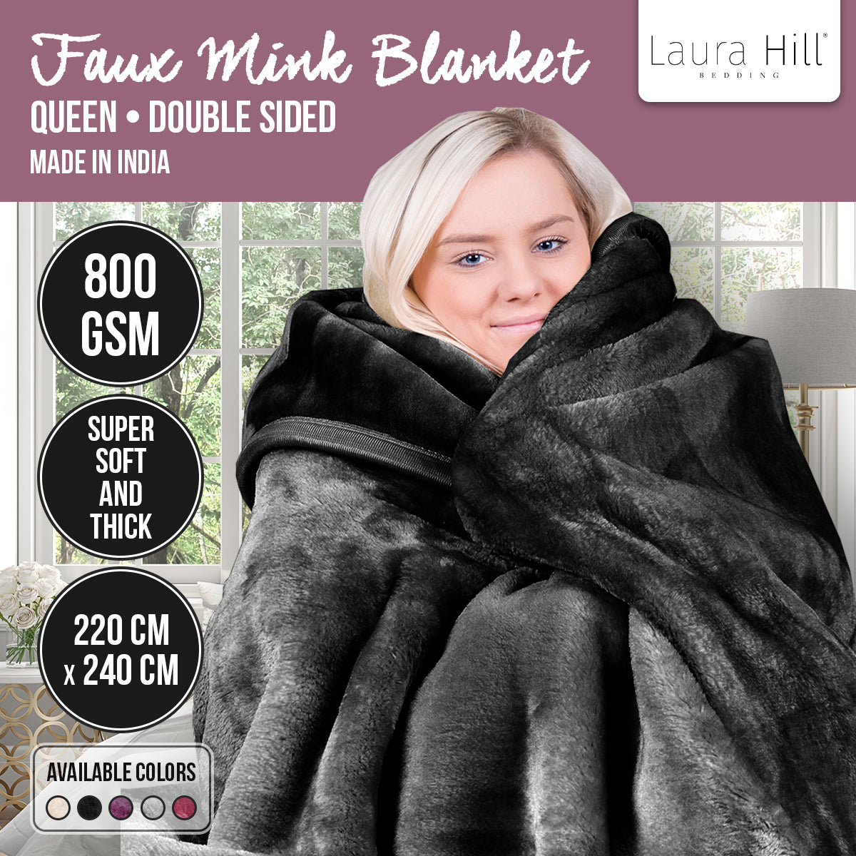 Super Soft Double-Sided Faux Mink Blanket, Queen 800 GSM