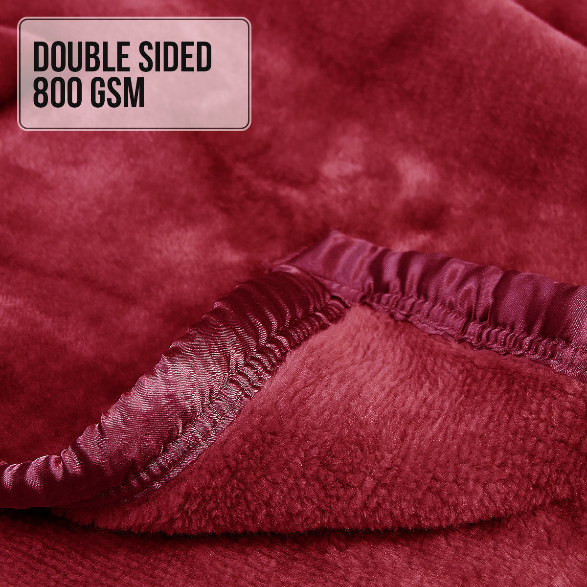 Red Double-Sided Faux Mink Throw Rug 220 x 240cm 800gsm - Laura Hill