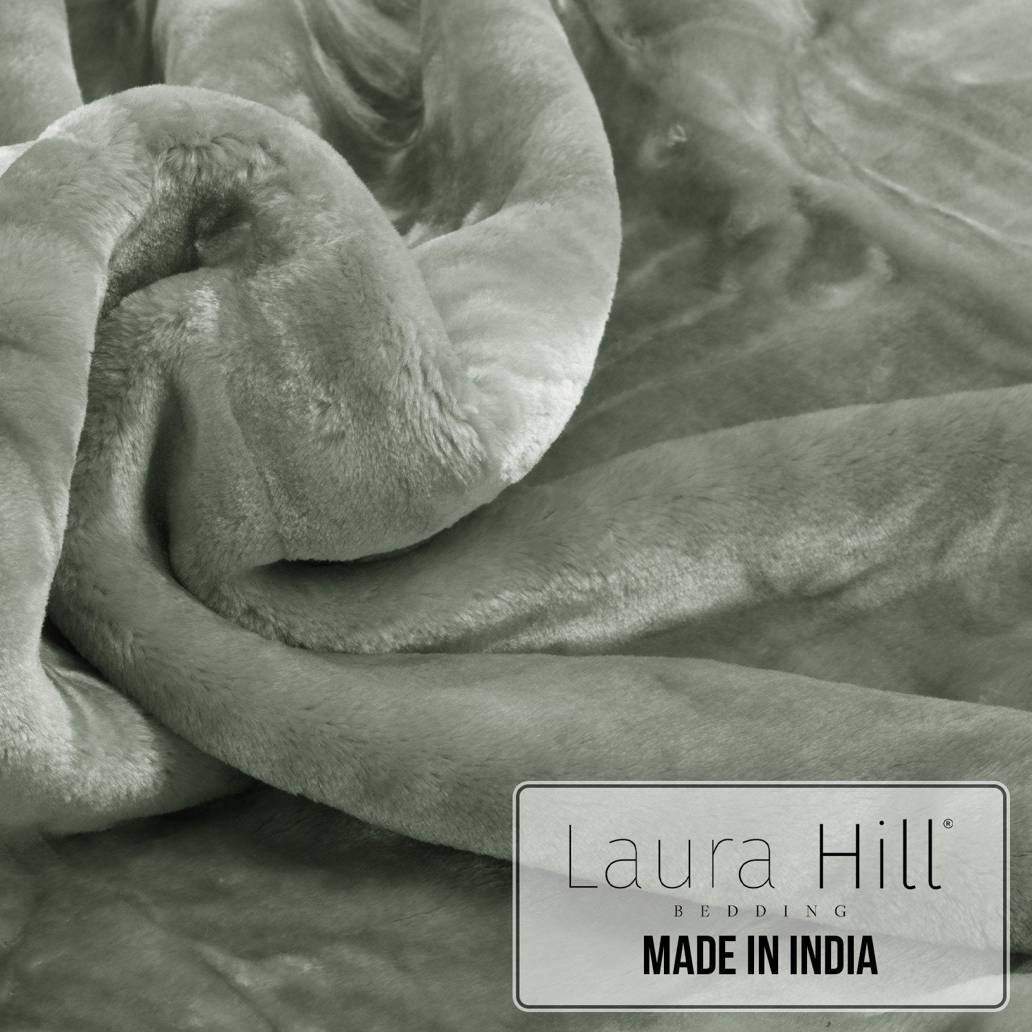 Laura Hill Queen Mink Blanket 800GSM Double-Sided Plush Sage