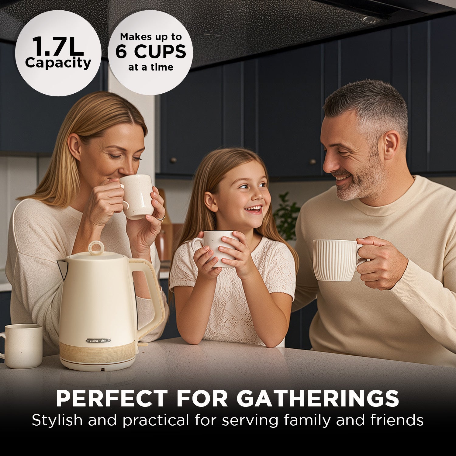 Morphy Richards 1.7L Electric Kettle Essence Scandi Swivel Base Boil-Dry Protection