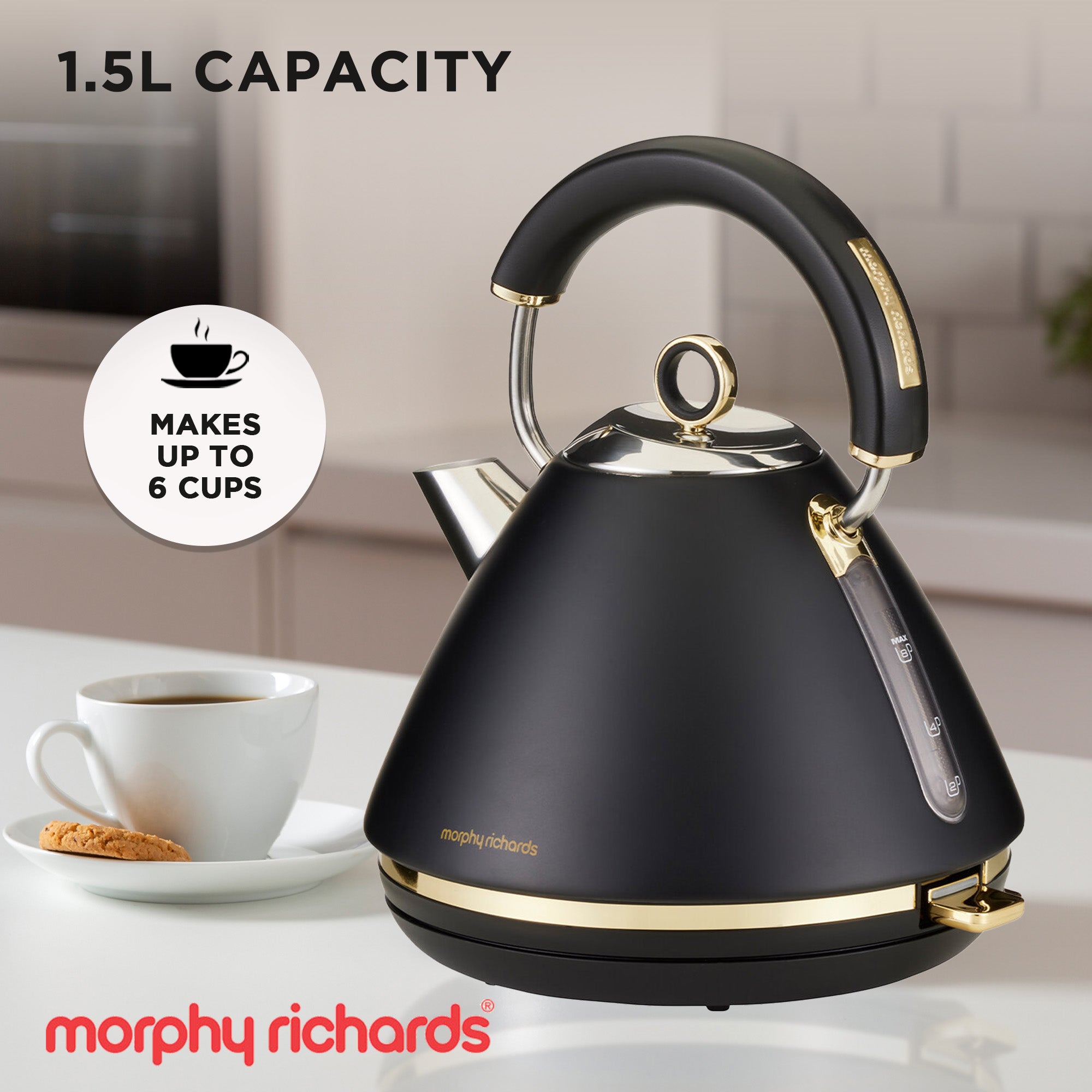 Stainless Steel 1.5L Rapid Boil Electric Kettle - Morphy Richards