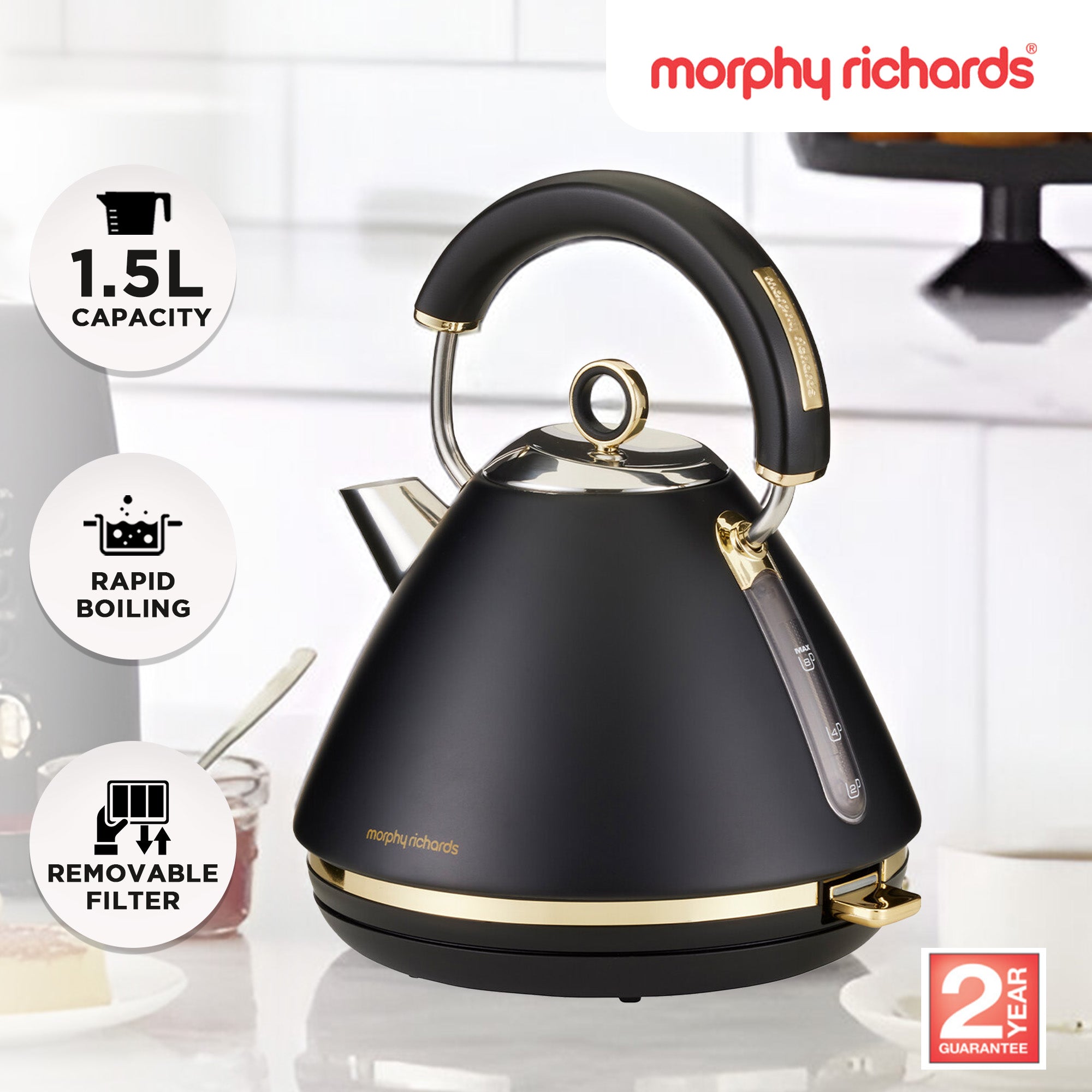 Stainless Steel 1.5L Rapid Boil Electric Kettle - Morphy Richards