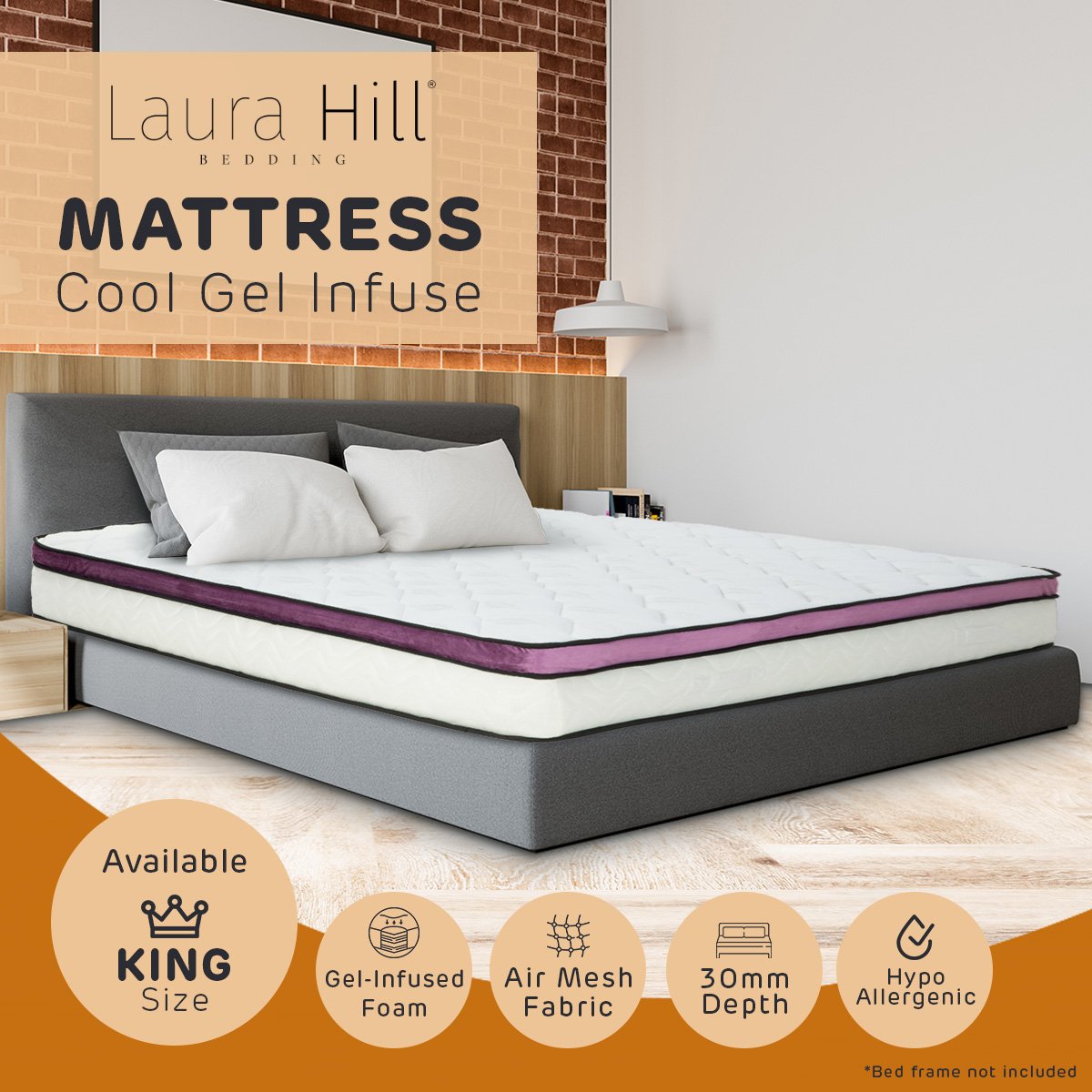 30cm Gel Memory Foam King Mattress 5 Zoned Pocket Spring Laura Hill