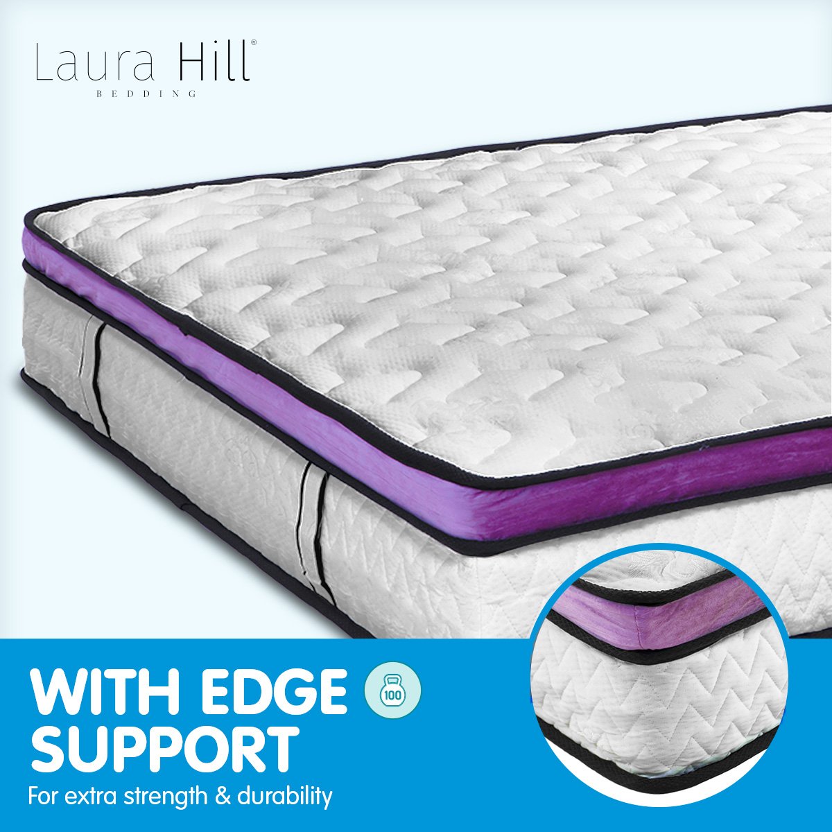 Queen Mattress Euro Top Latex Foam, Pocket Springs, Hypo-Allergenic – Laura Hill