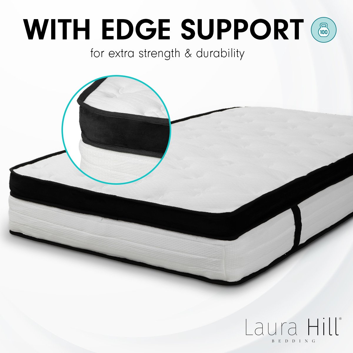 Plush Euro Top Double Mattress, 5 Zone Pocket Spring, 32cm Thickness, Laura Hill