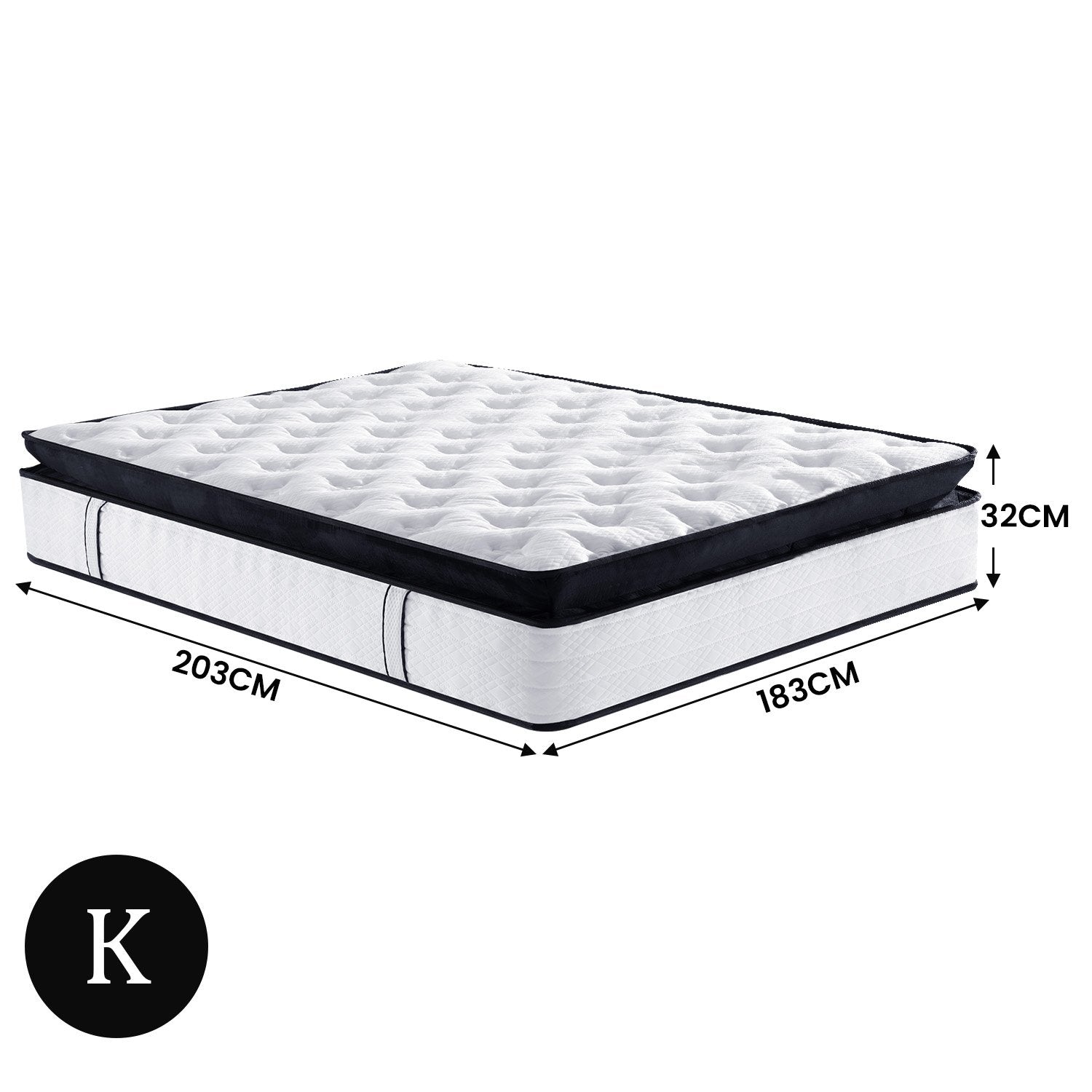 King Mattress 5 Zone Spring Foam Euro Top 32cm - Laura Hill