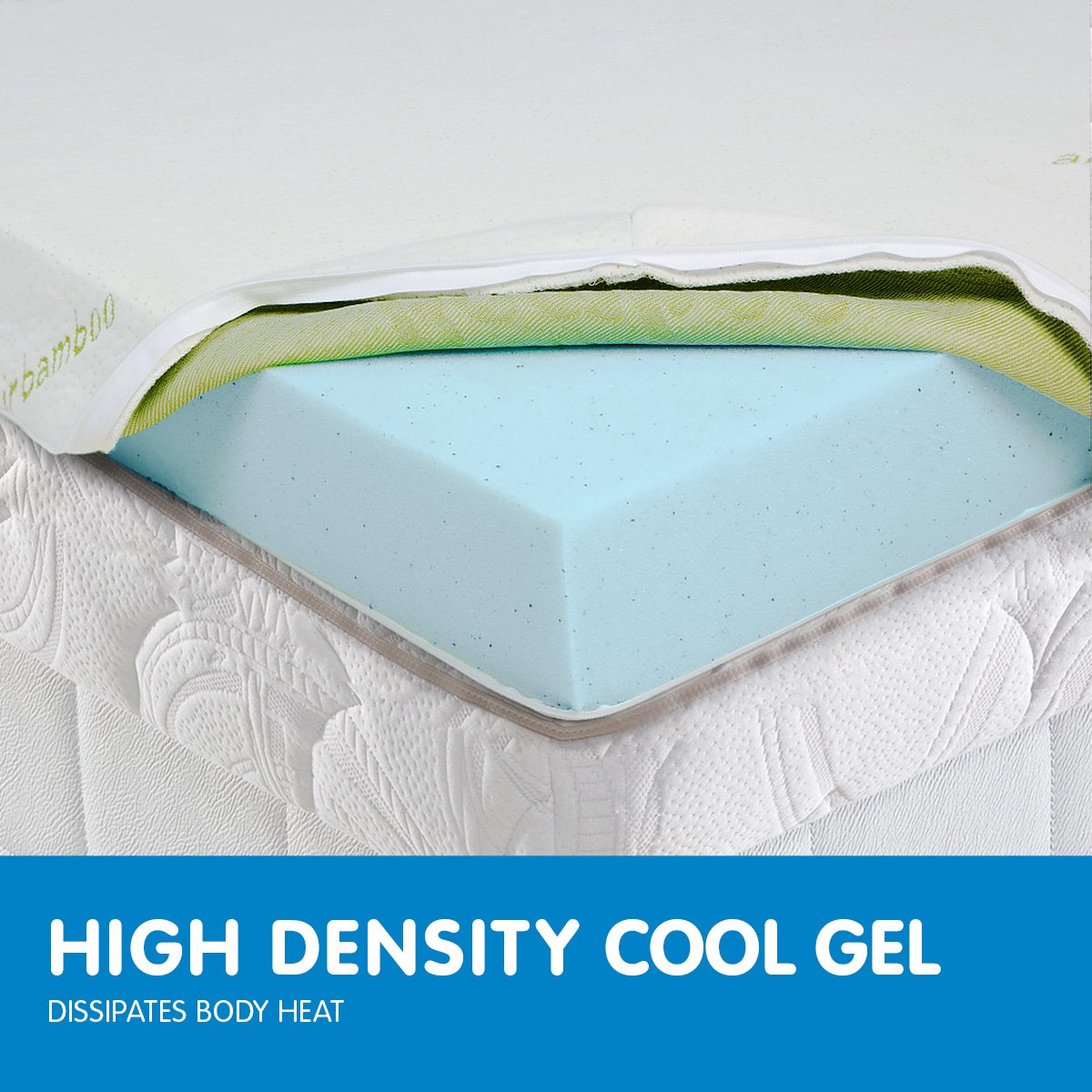 Cool Gel Memory Foam Bamboo Mattress Topper Double