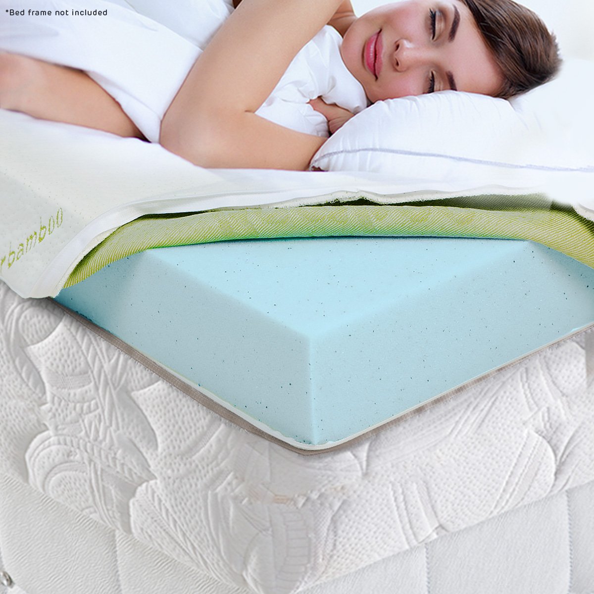 Cool Gel Memory Foam Bamboo Mattress Topper Double