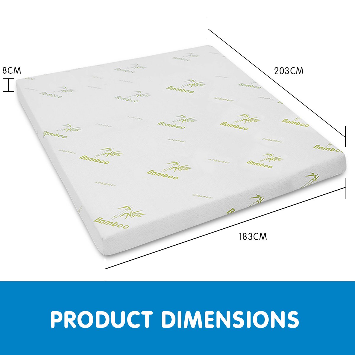 Cool Gel Memory Foam Mattress Topper with Bamboo Cover - King