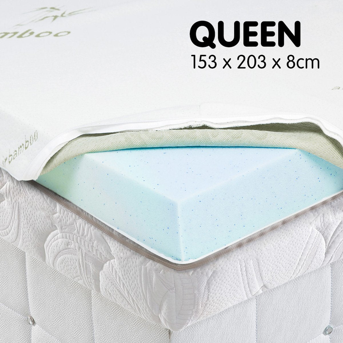 Cooling Gel Memory Foam Mattress Topper, Queen, Laura Hill