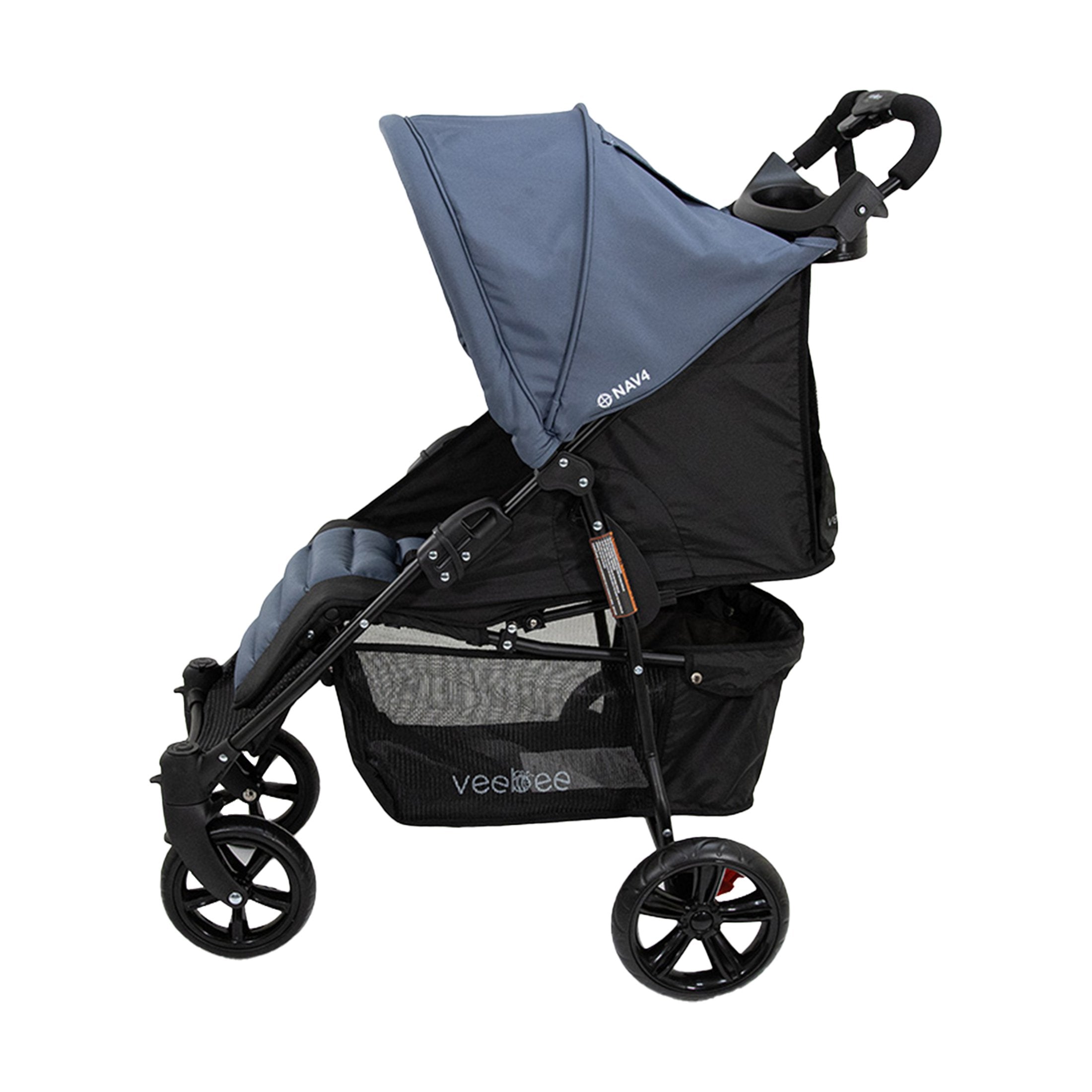 Lightweight Foldable Stroller Pram, UPF 50+ Canopy, 22kg Capacity - Veebee