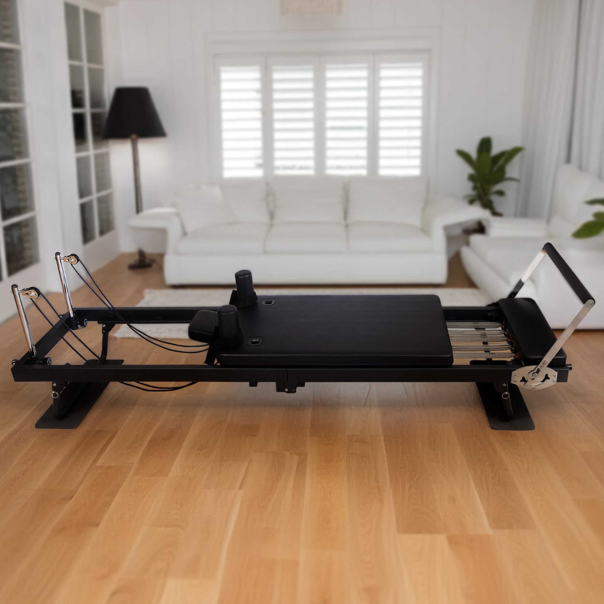 Powertrain Aria Steel Foldable Pilates Board Reformer Multifunctional Core Exercise Set Ab Trainer With Platform Extender Sitting Box Jumpboard And Footbar For Indoor Outdoor Full Body Fitness Home