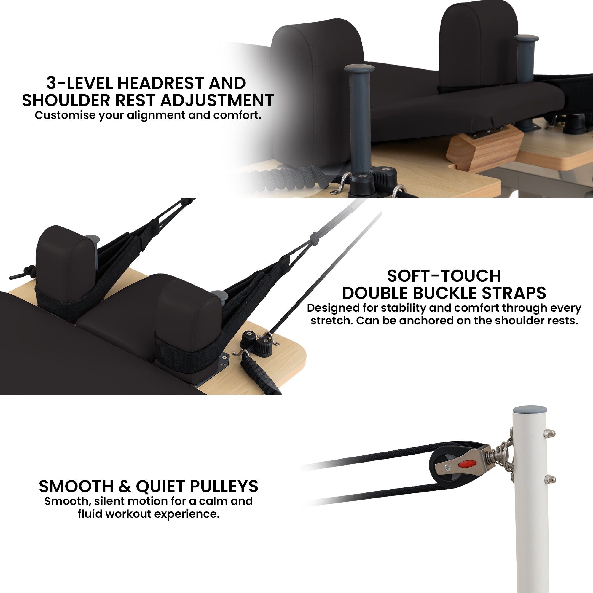 Powertrain Velora Black Aluminium Foldable Pilates Board Reformer Multifunctional Core Exercise Set Ab Trainer With Platform Extender Sitting Box Jumpboard And Footbar For Indoor Outdoor Full Body