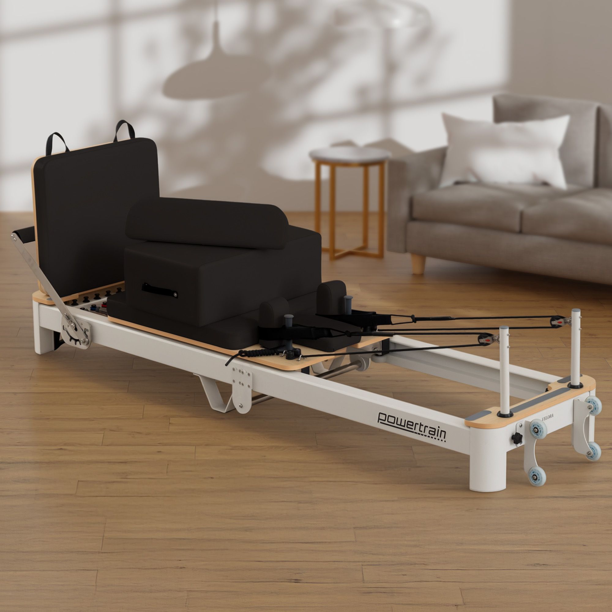 Powertrain Velora Black Aluminium Foldable Pilates Board Reformer Multifunctional Core Exercise Set Ab Trainer With Platform Extender Sitting Box Jumpboard And Footbar For Indoor Outdoor Full Body