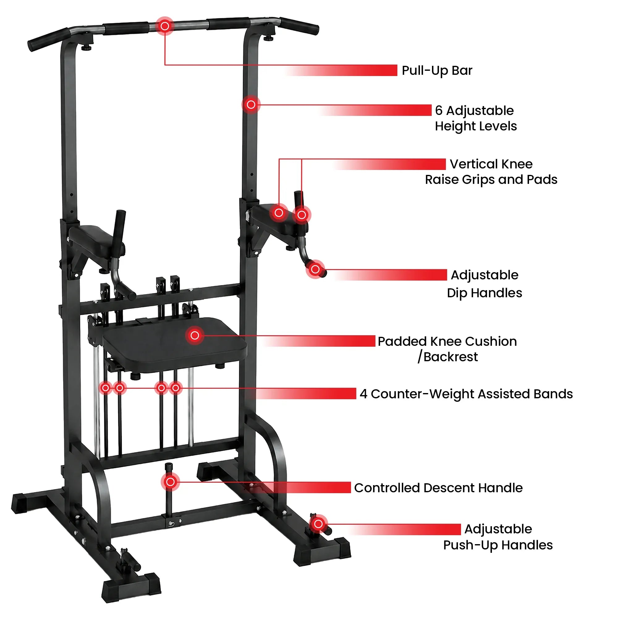 Powertrain Pull-Up & Dip Power Tower Multifunction Strength Training Station