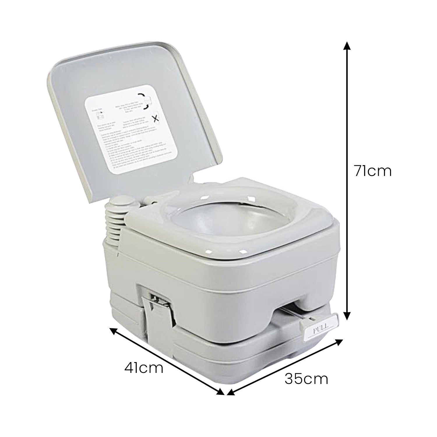 Press Flush 10L Camping Portable Toilet, Double-Sealed Drain