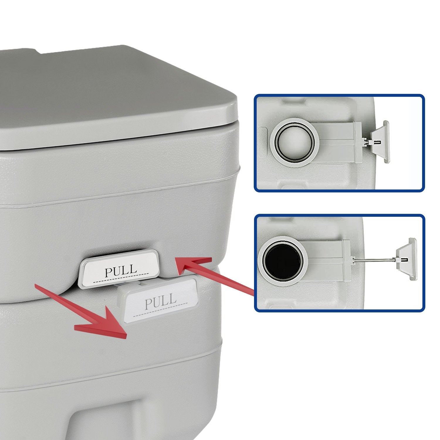 20L Press Flush Camping Toilet, Durable PE ABS - Wallaroo