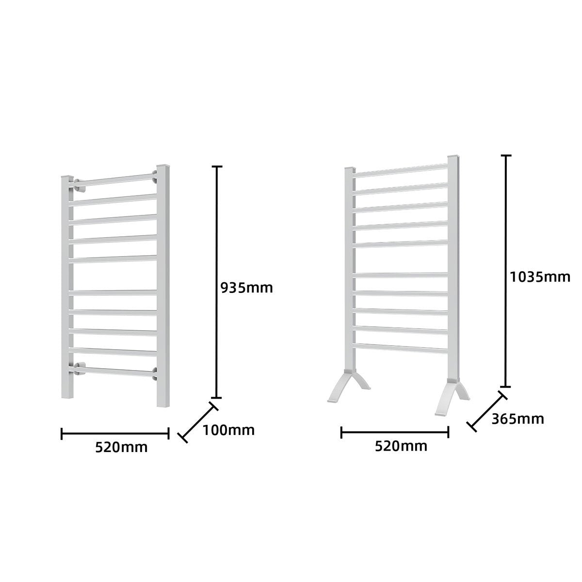 Fast Heating Electric Towel Rack, 10 Rails, Pronti