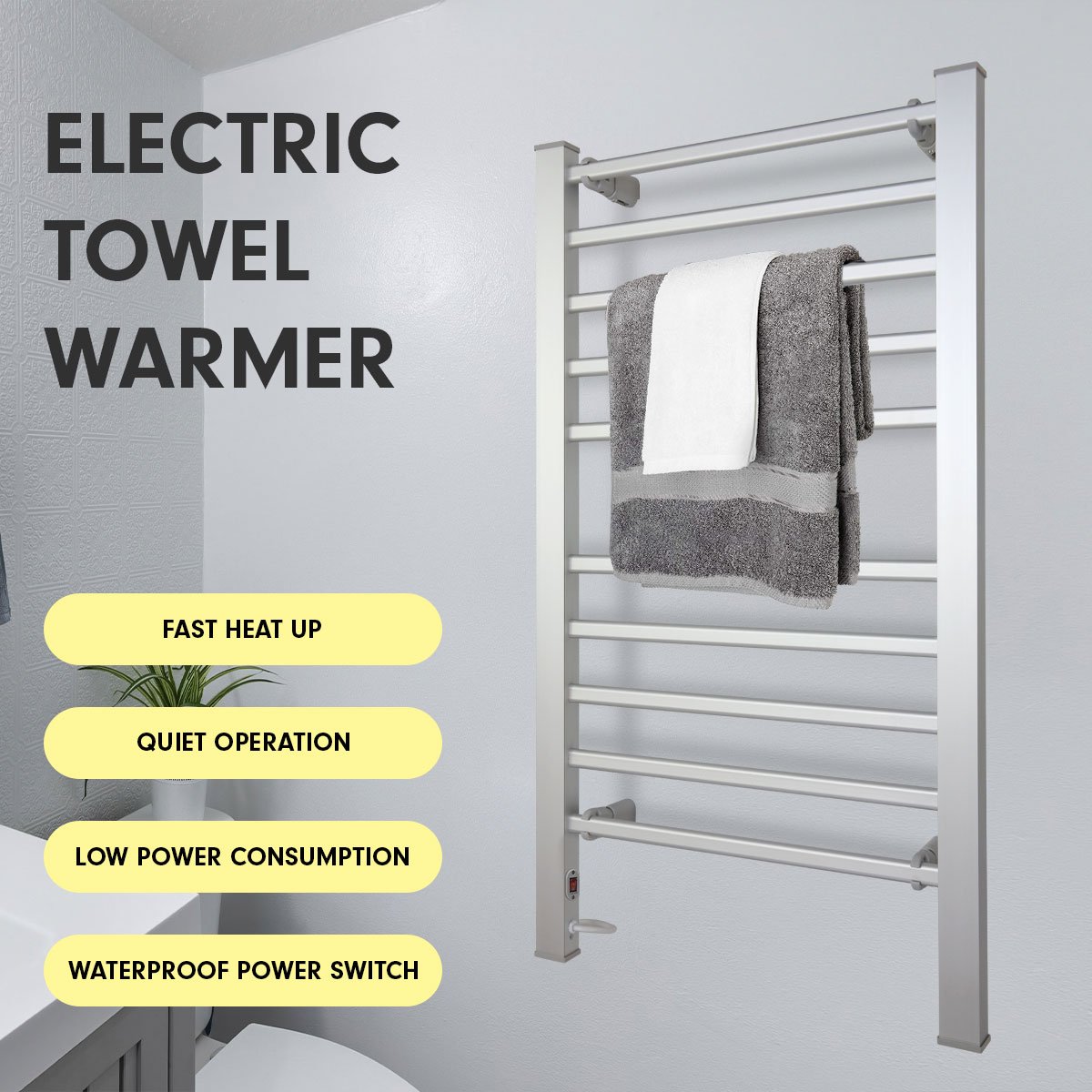 Fast Heating Electric Towel Rack, 10 Rails, Pronti