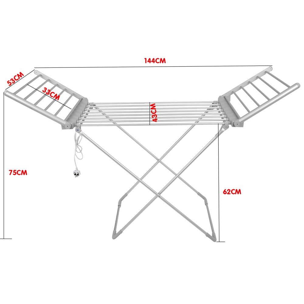 Portable Heated Towel Airer with Winged Design, 230W