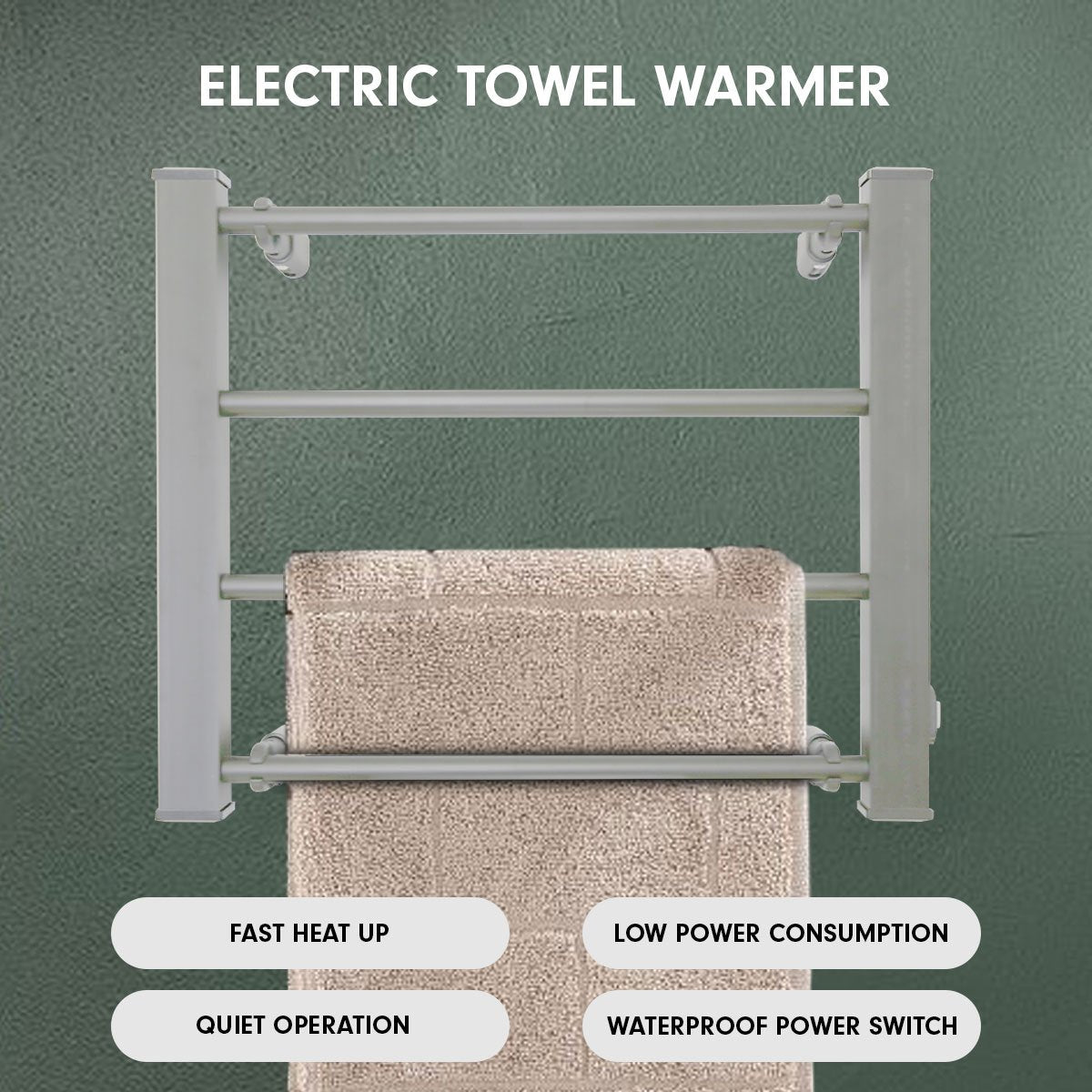 Fast Heating Wall-Mounted Electric Towel Rack, 4 Rails - Pronti