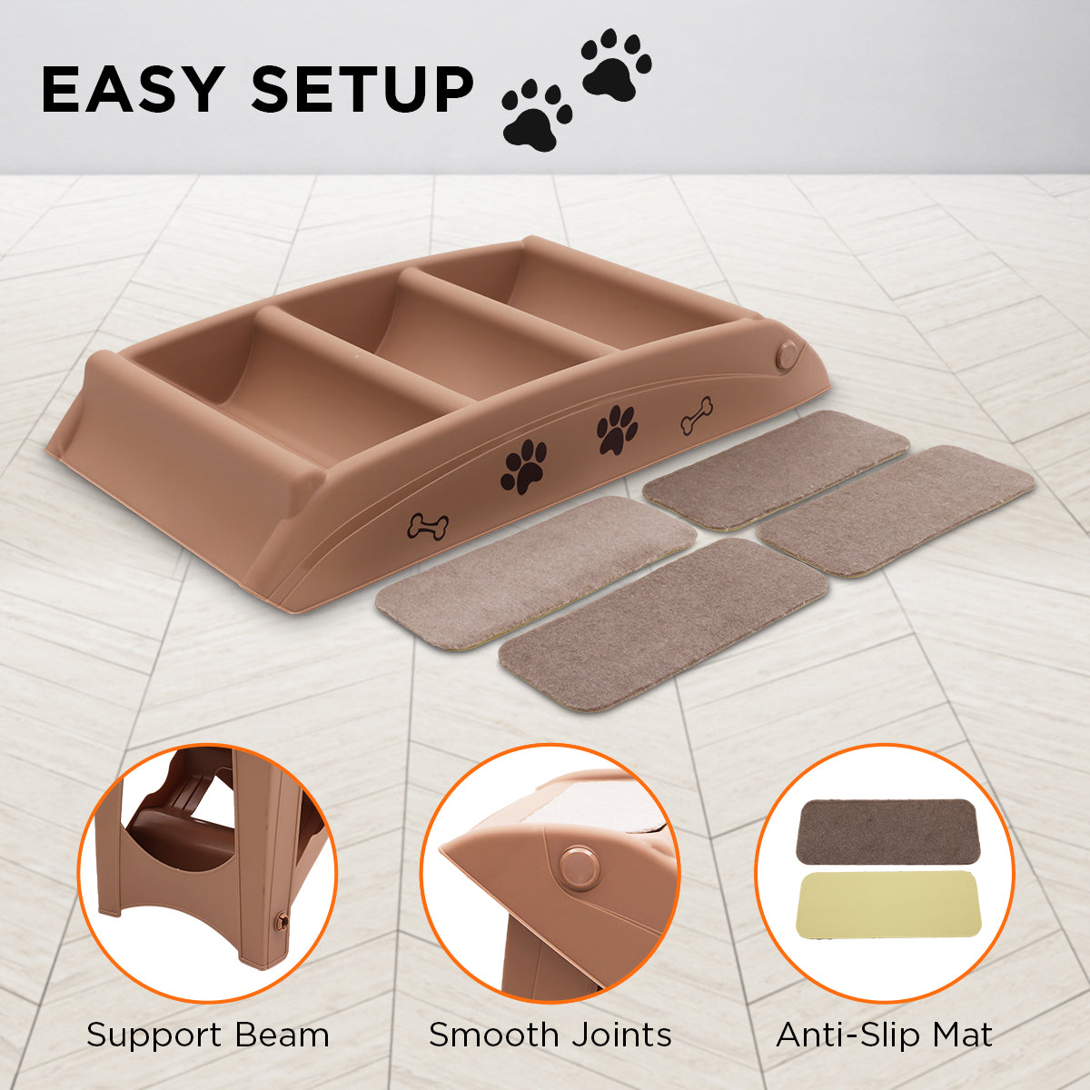 Sturdy Foldable Pet Steps with Anti-Slip Mat, 50cm - Furtastic