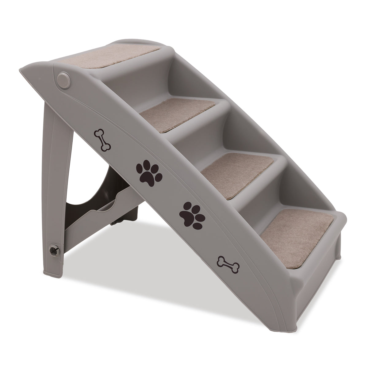 Gray Foldable 50cm Pet Stairs with Non-Slip Mat - Furtastic