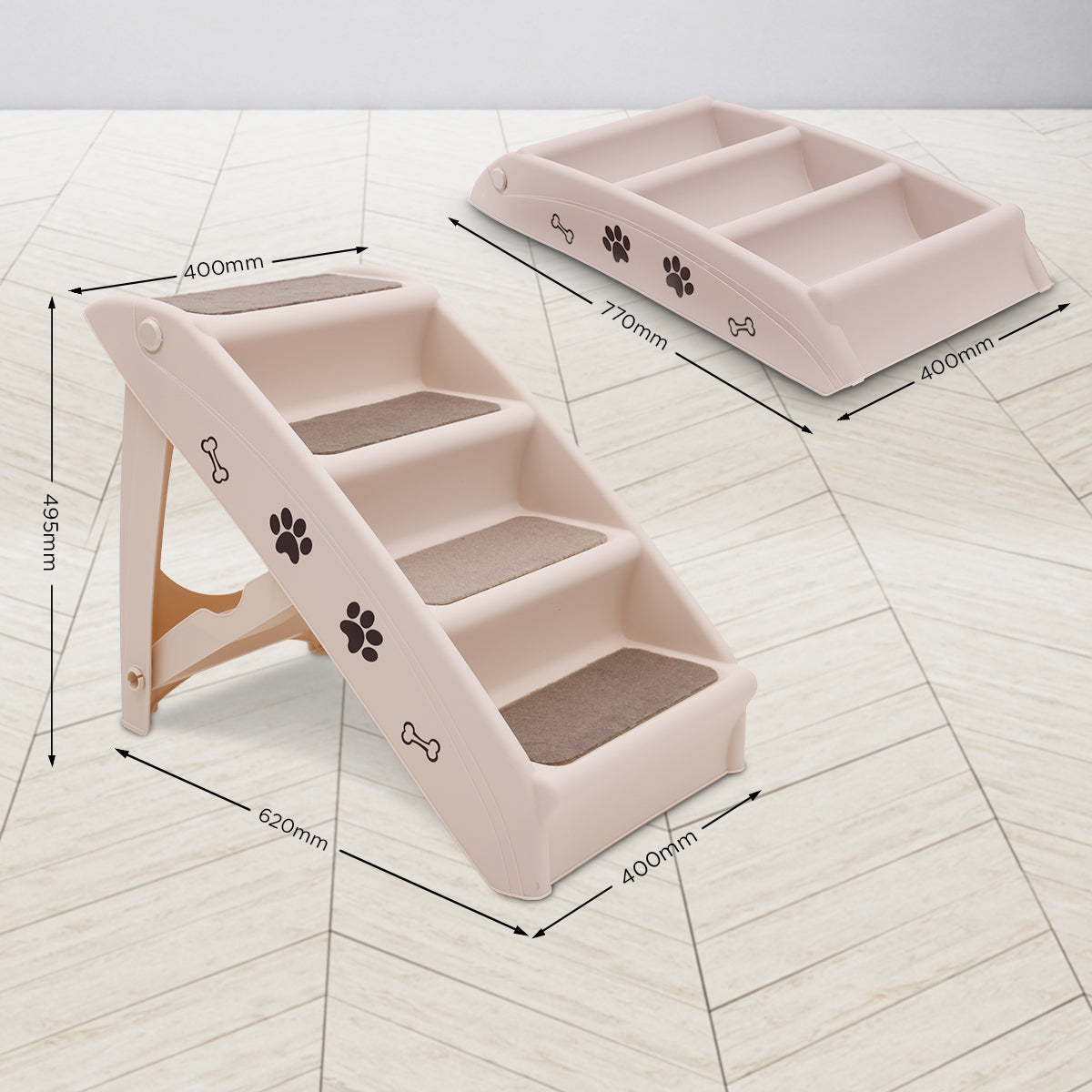 Foldable 50cm Pet Stairs with Non-Slip Mats, Furtastic