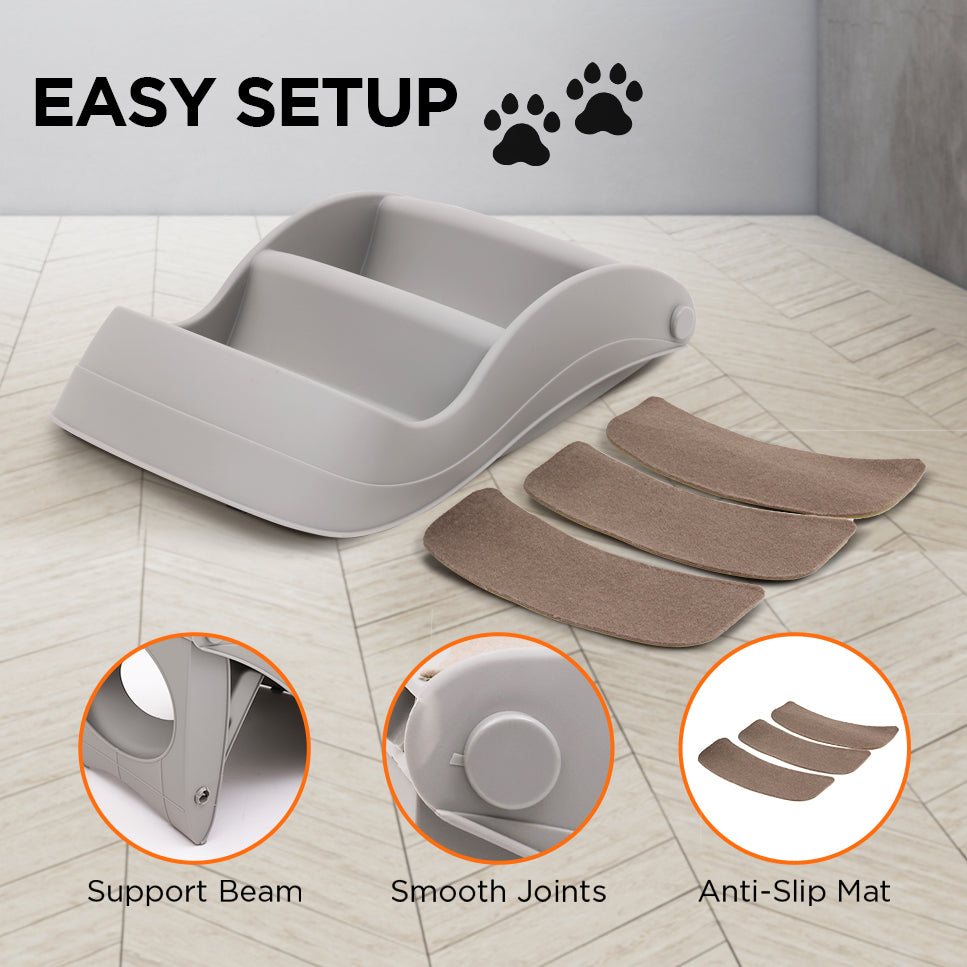 Foldable Non-Slip Pet Stairs Ramp for Small Breeds - Grey