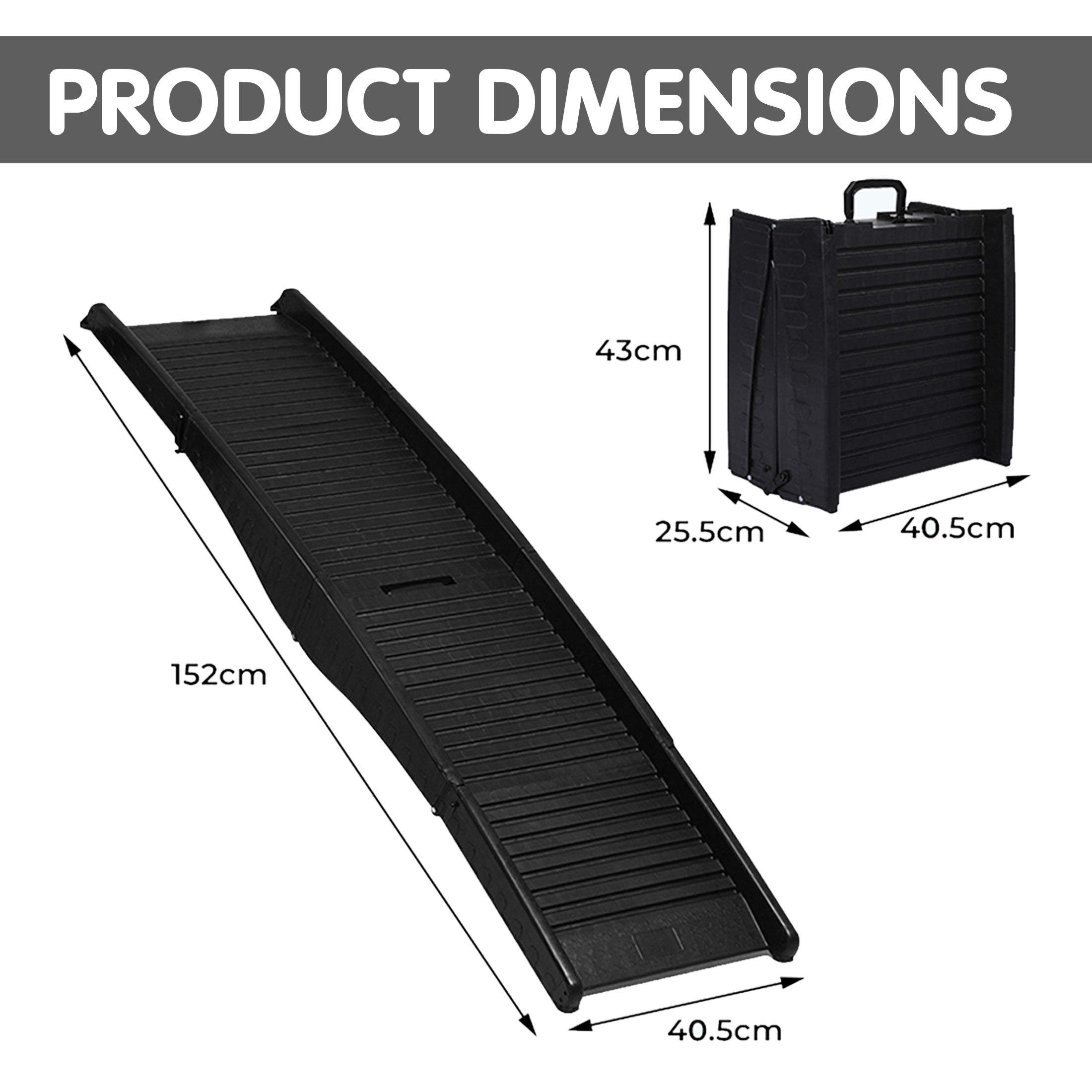 152cm Folding Pet Ramp with Rails & Handle - Furtastic