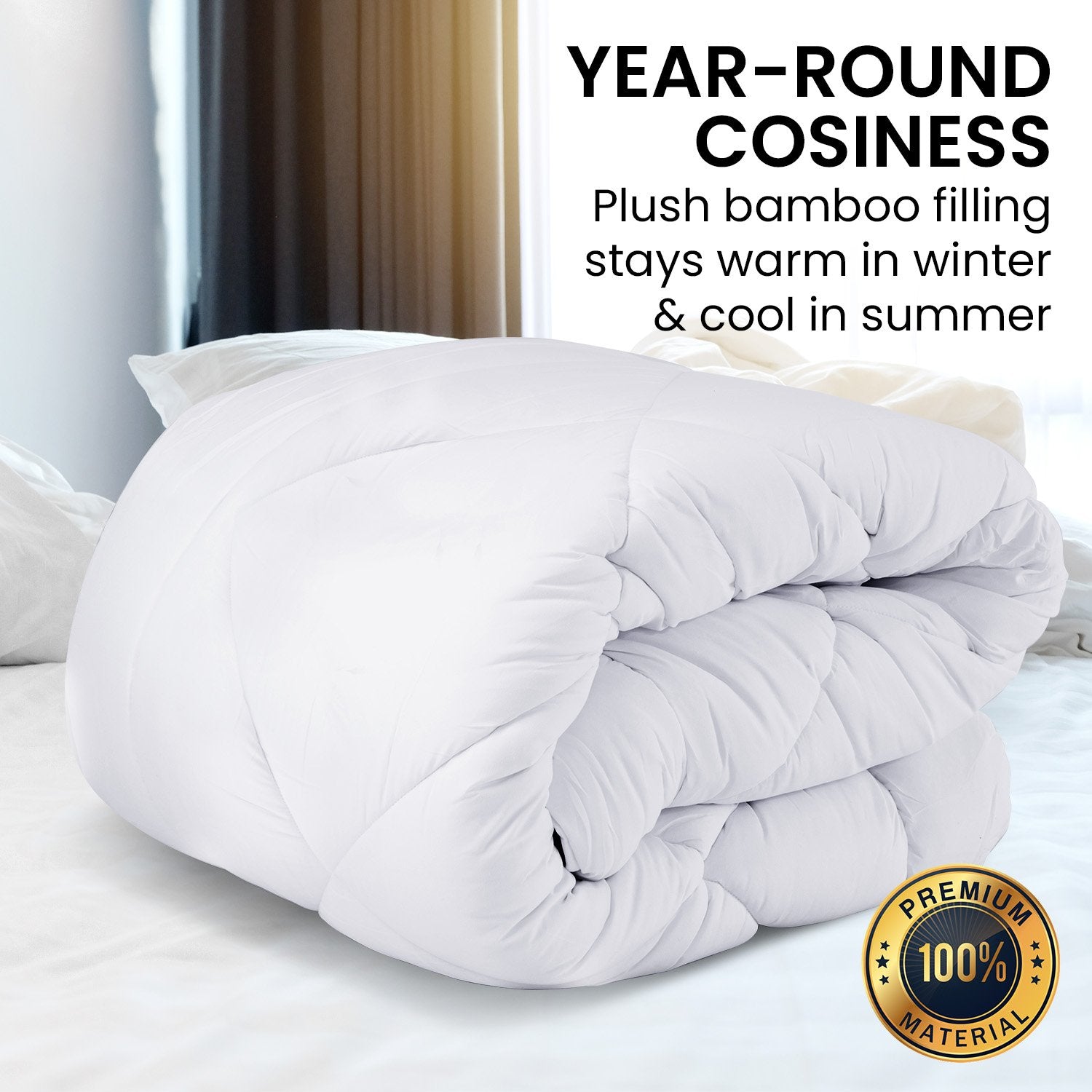 Plush Bamboo 800GSM King Quilt with Cotton Cover - Laura Hill