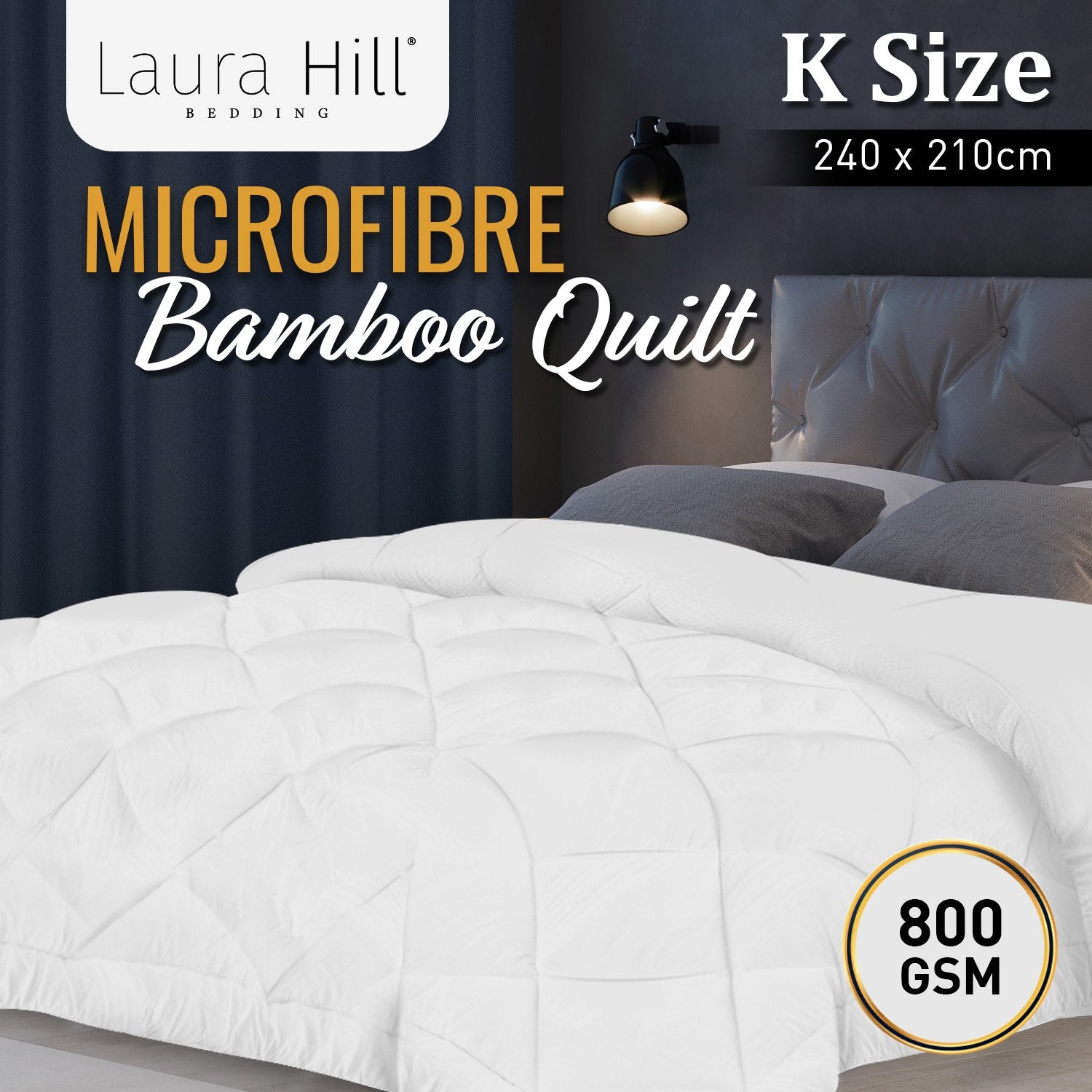 Plush Bamboo 800GSM King Quilt with Cotton Cover - Laura Hill