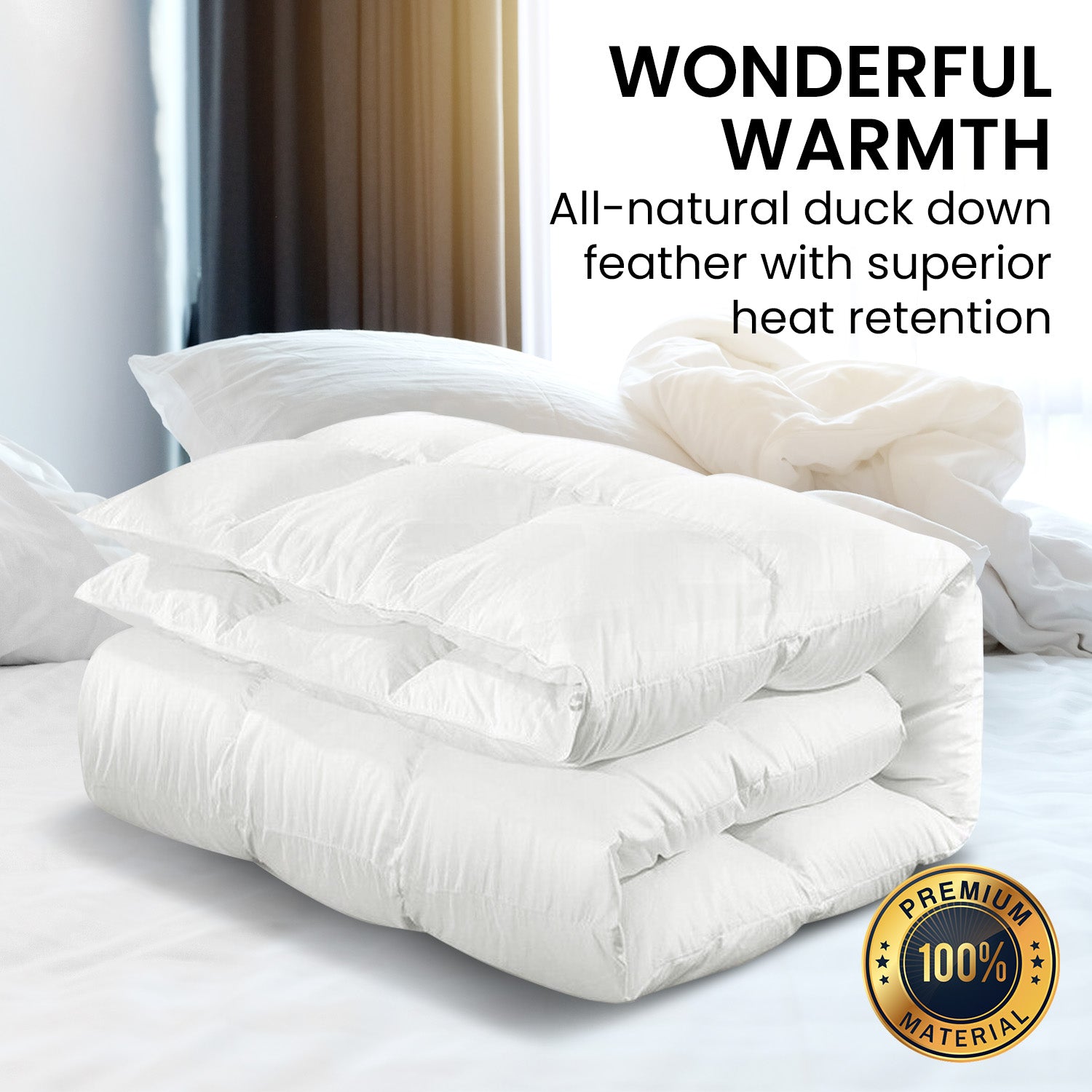 500GSM Duck Down Feather Quilt, Queen, Pure Cotton Cover