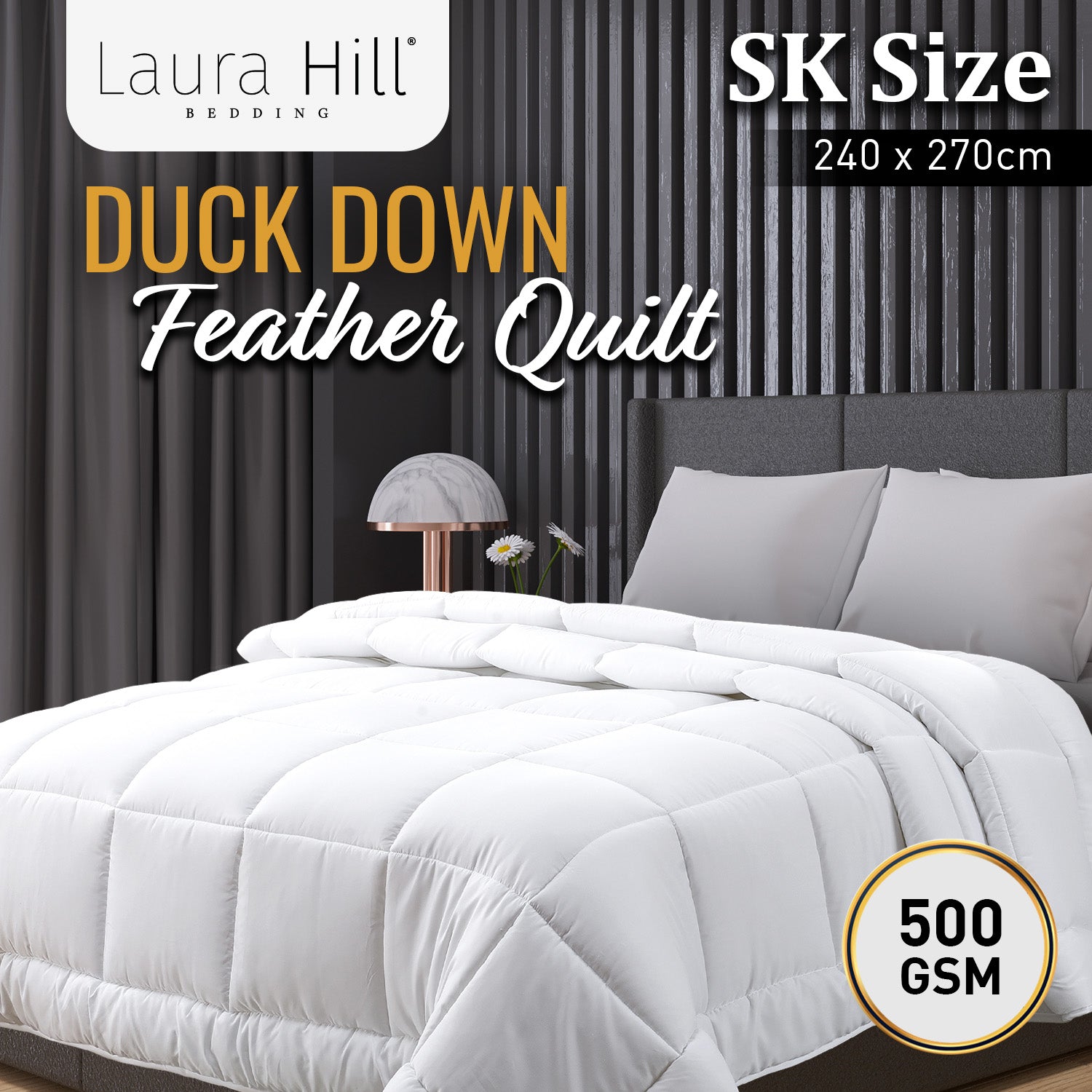 Super King Duck Down Feather Comforter 500GSM, Cotton Cover