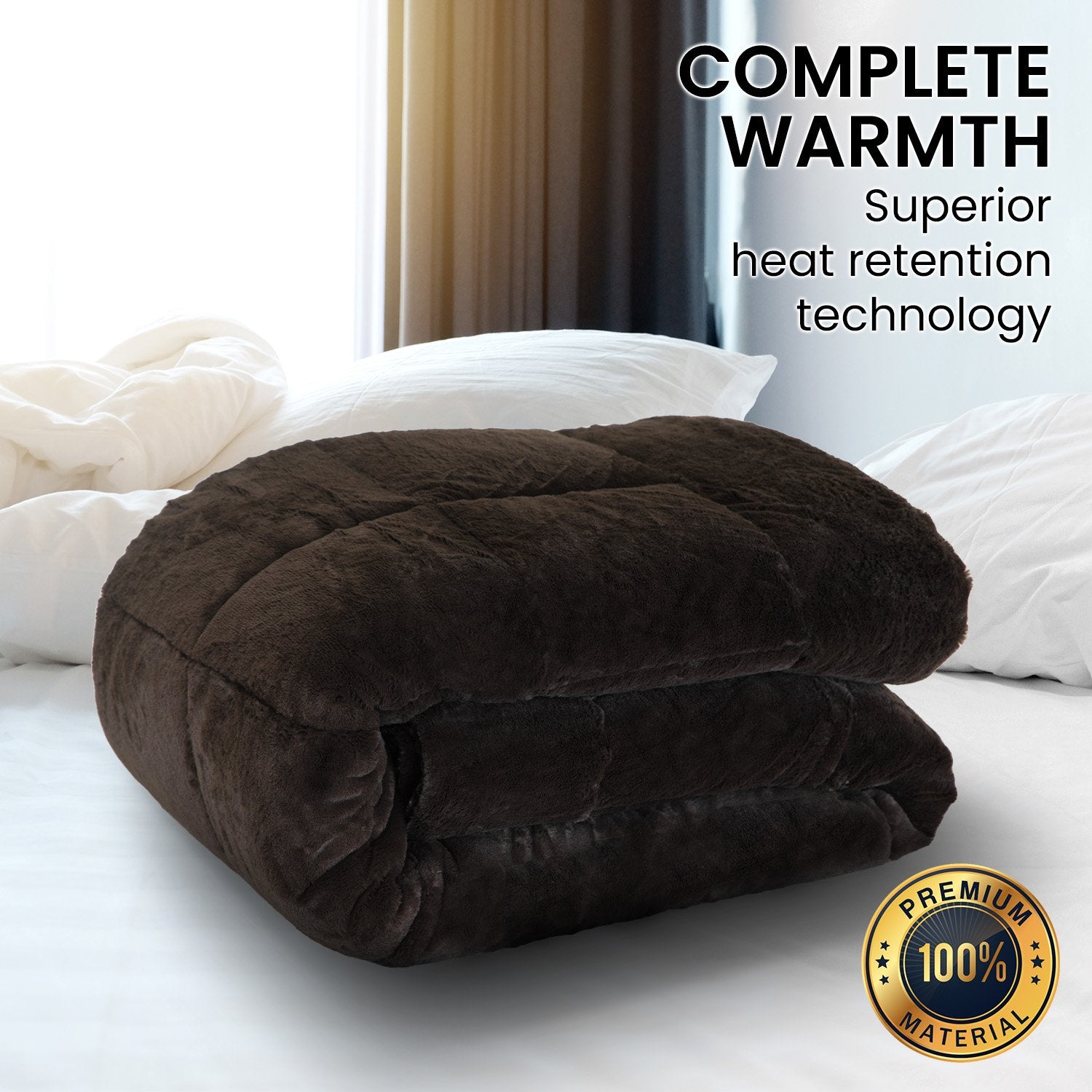 500GSM Faux Mink King Quilt Comforter, Double-Stitched Hems